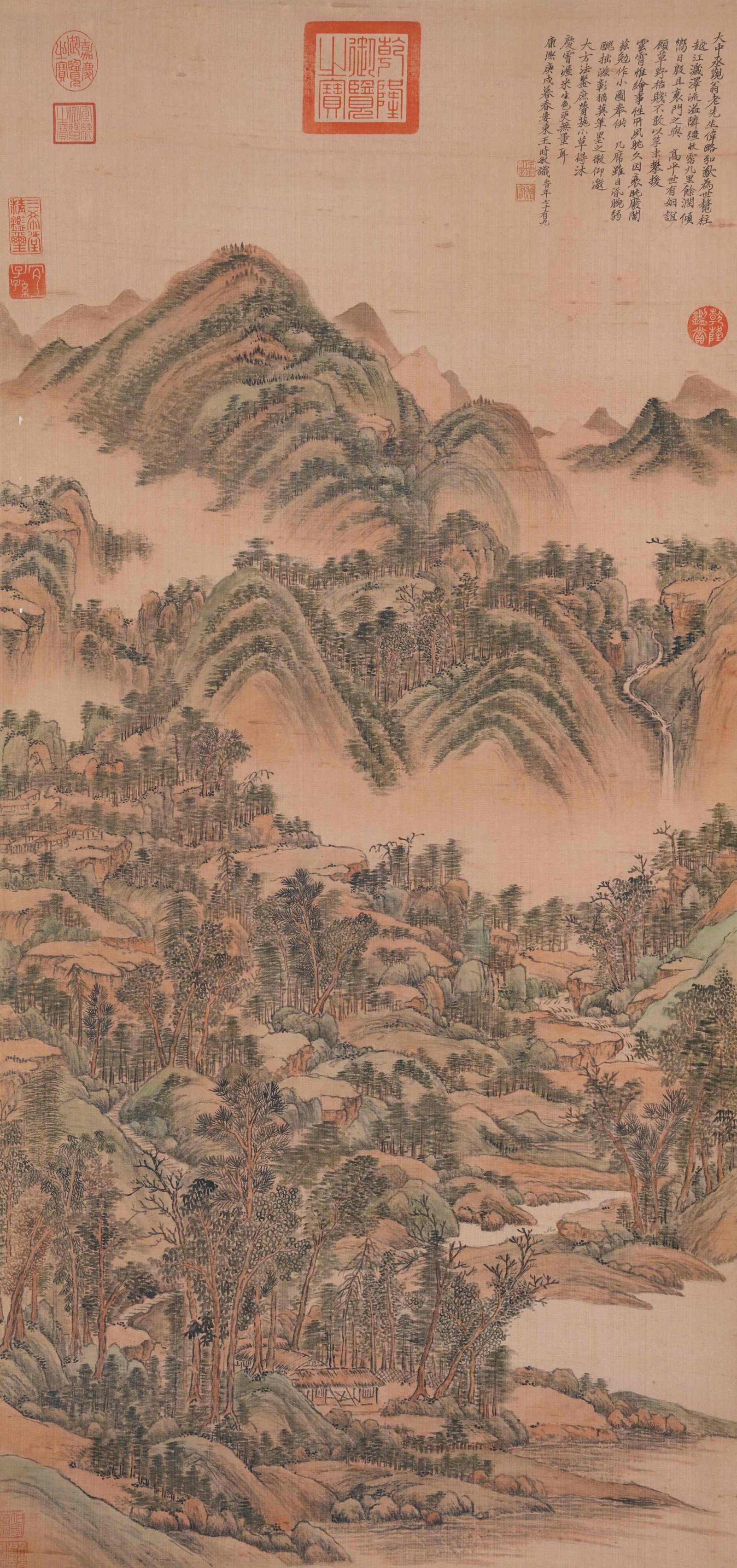 A LANDSCAPE ON SILK BY WANG SHIMIN.王時敏 (1 of 13)