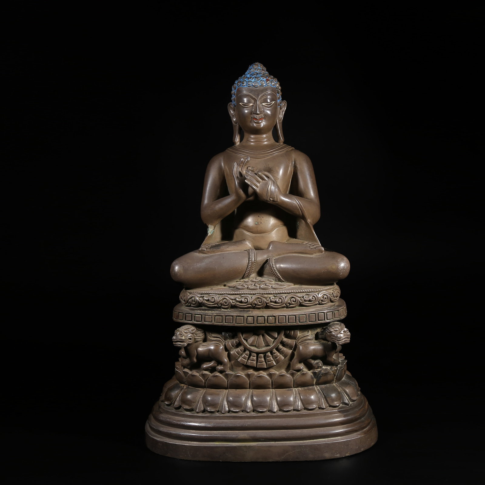 A ALLOY-BRONZE STATUE OF SHAKYAMUNI BUDDHA (1 of 8)