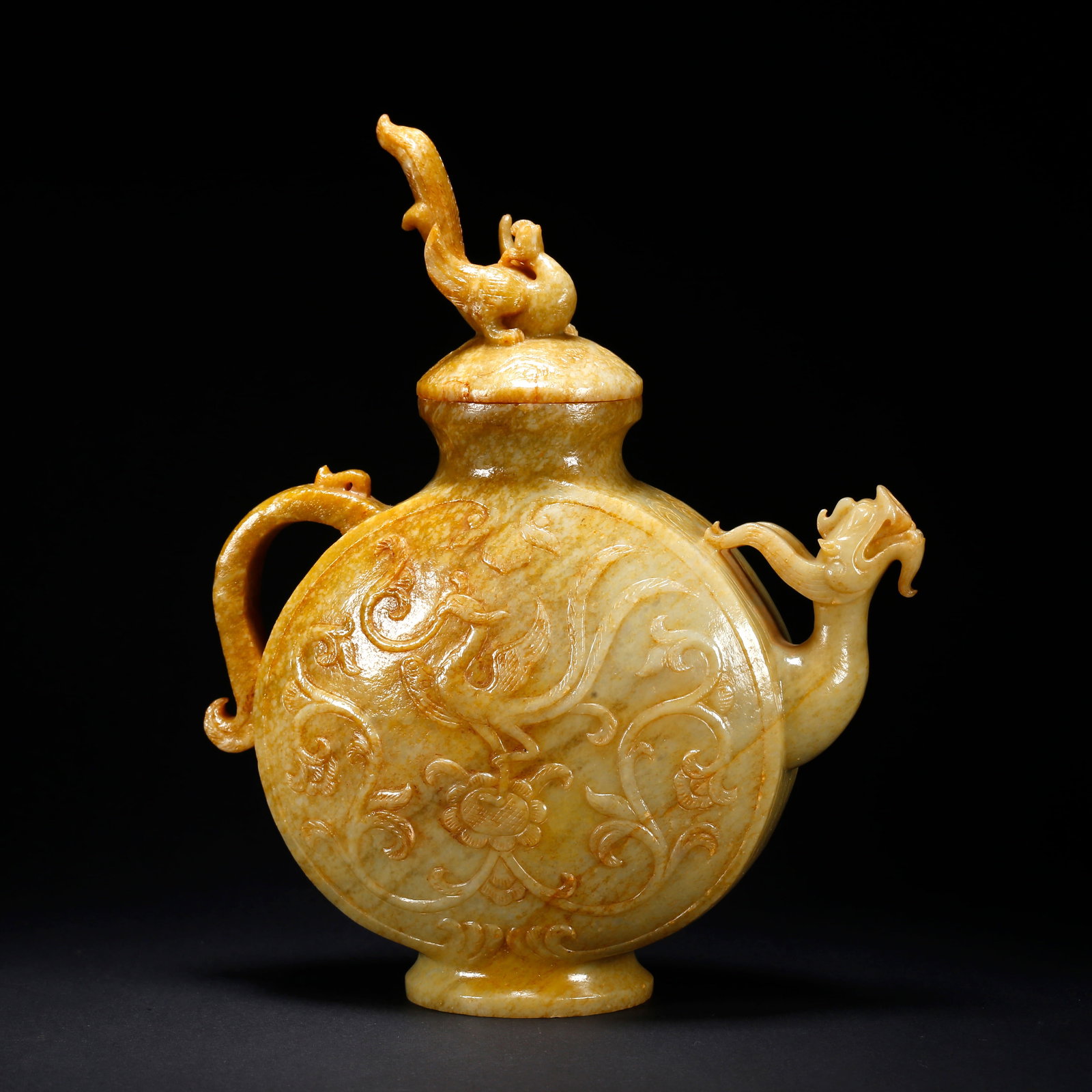 A HETIAN JADE DRAGON-HEAD EWER WITH PHOENIX FINIAL (1 of 10)