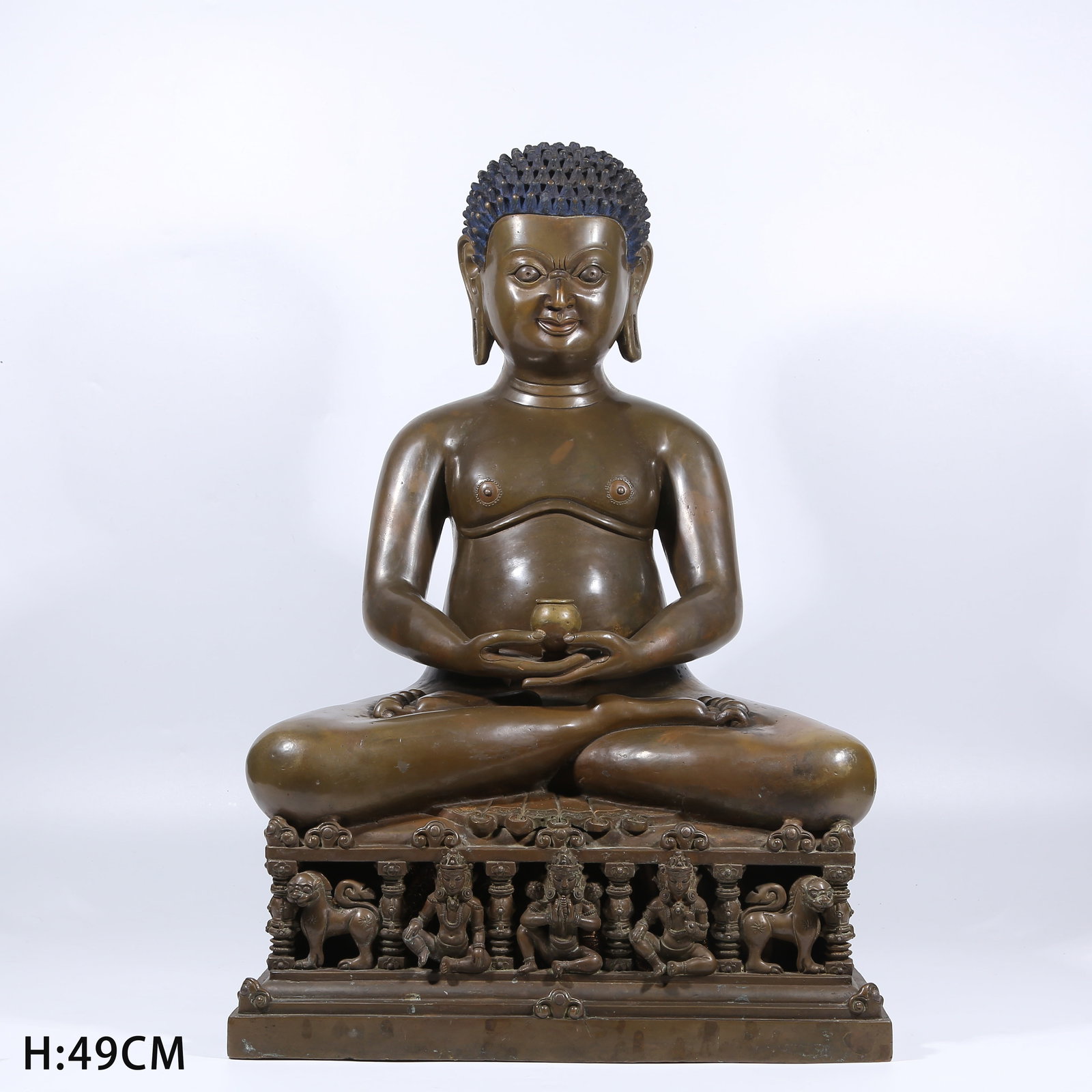 A ALLOY BRONZE YOGI STATUE (1 of 8)