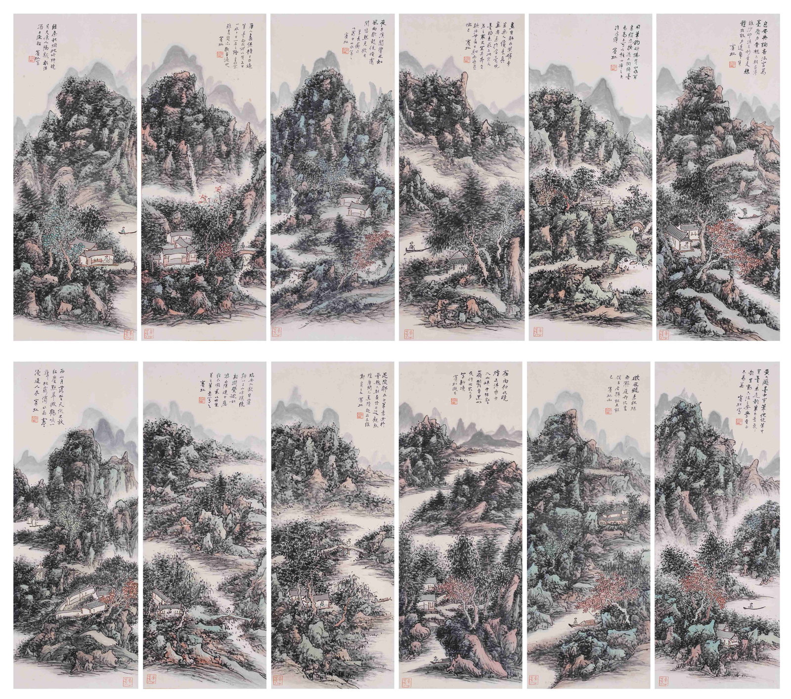 A TWELVE LANDSCAPE PAINTINGS ON PAPER BY HUANG BINHONG.黃賓虹 (1 of 20)