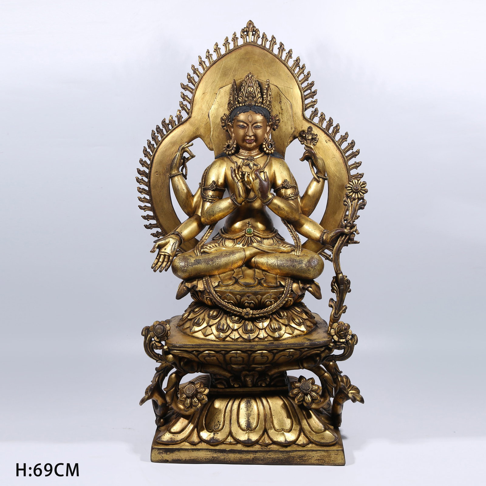 A GILT BRONZE PRAJNAPARAMITA (BUDDHA MOTHER) STATUE: Gilt Bronze Prajnaparamita (Buddha Mother) Statue