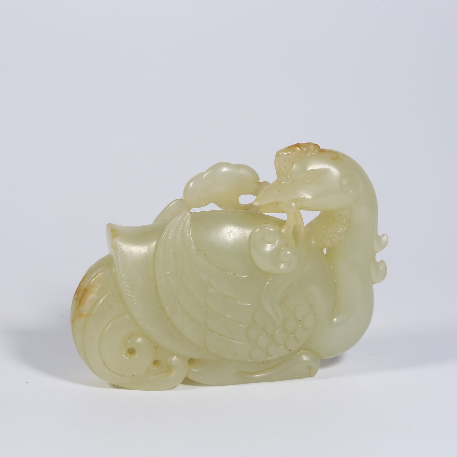 A HETIAN JADE PHOENIX ORNAMENT: Hetian Jade Phoenix Ornament