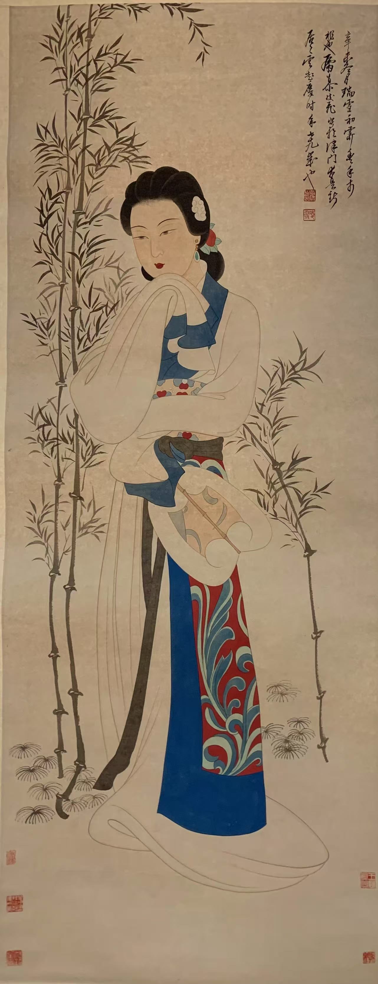 A FIGURE PAINTING ON PAPER BY MU LINGFEI.慕淩飛: Figure Painting on Paper by Mu Lingfei.慕淩飛
