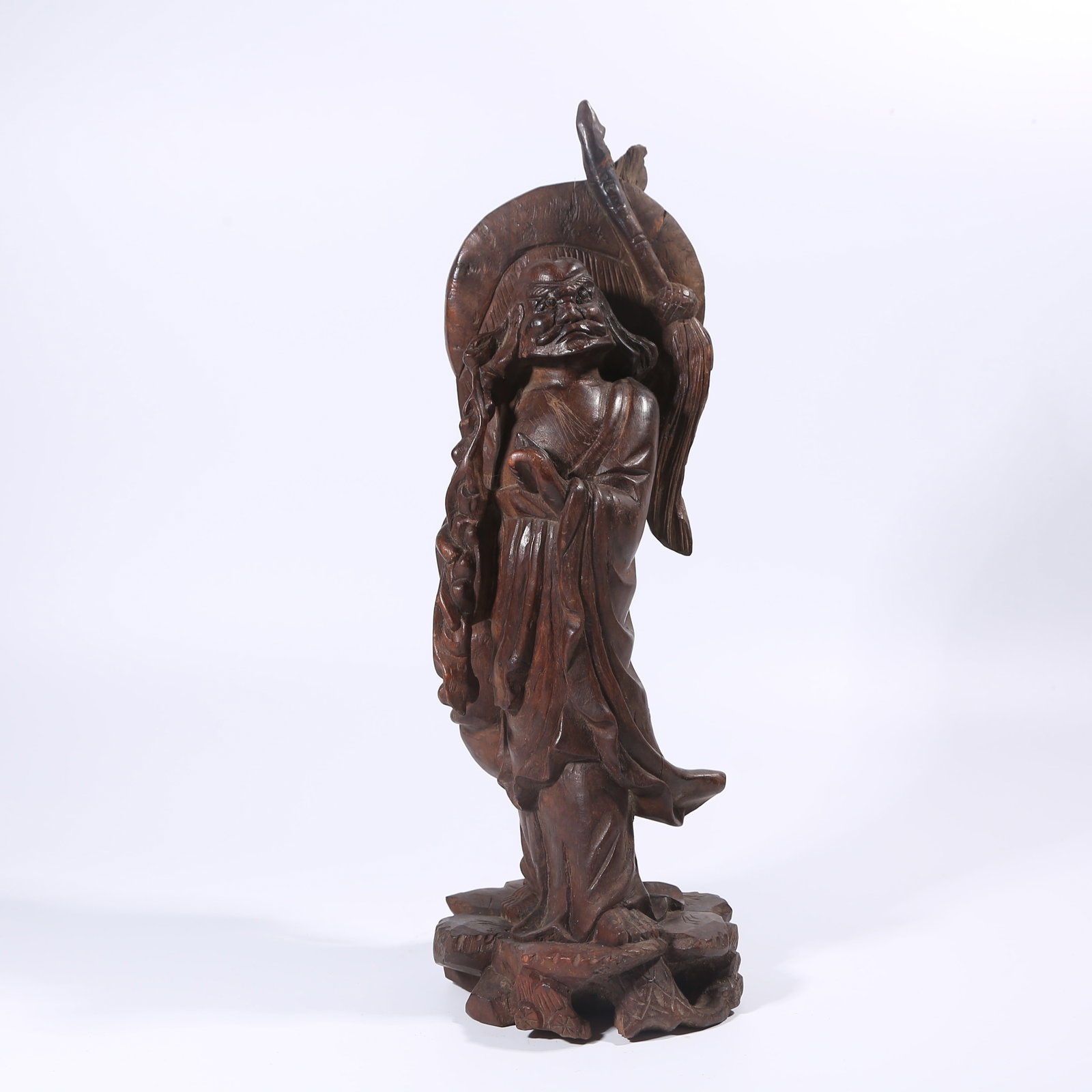 A HUANGHUALI WOOD DARUMA FIGURINE: Huanghuali Wood Daruma Figurine