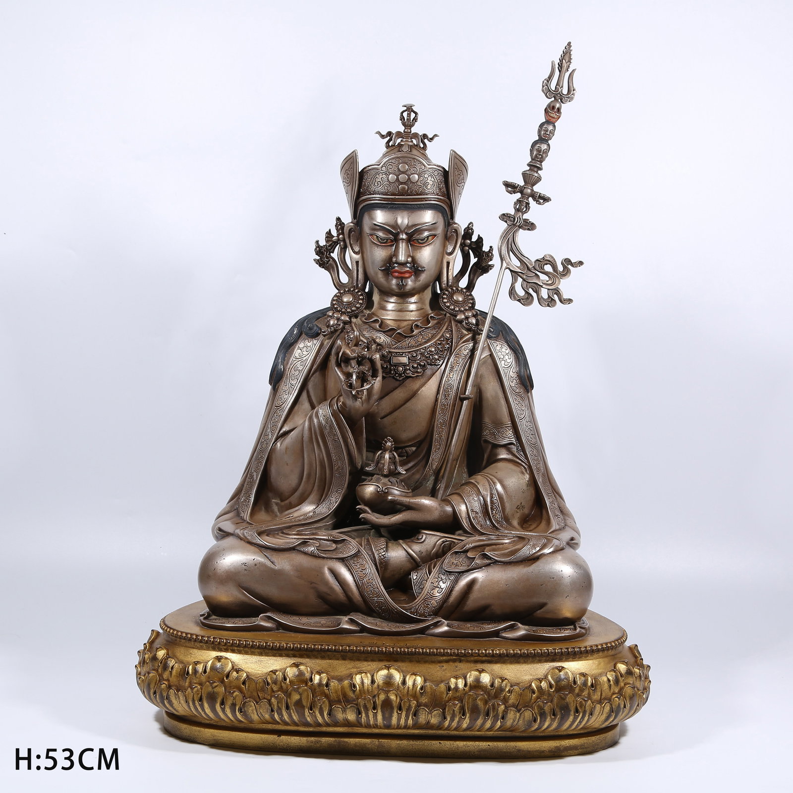 A TIBETAN SILVER PADMASAMBHAVA STATUE (1 of 8)