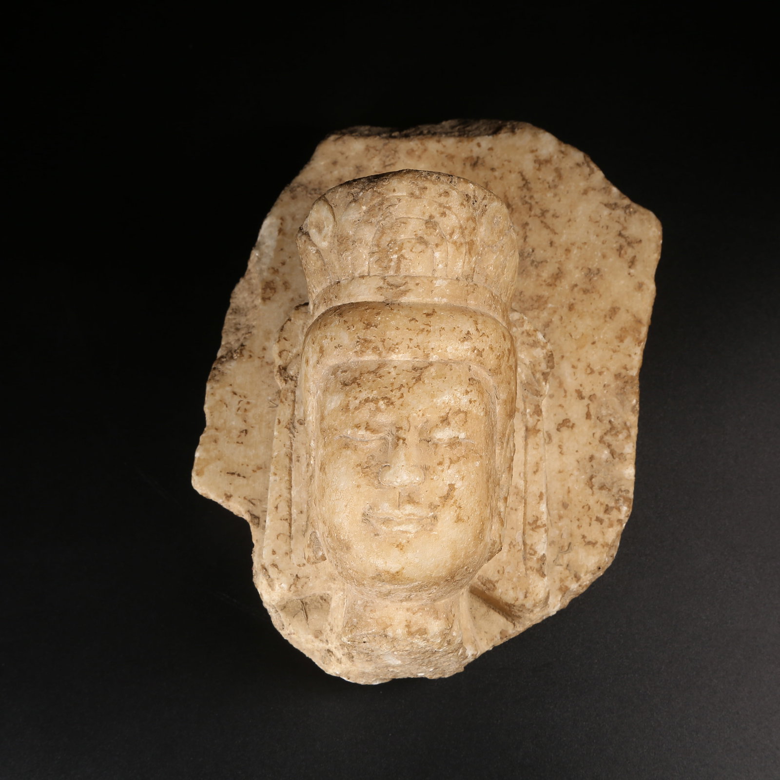 A HAN DYNASTY WHITE JADE BUDDHA HEAD (1 of 8)