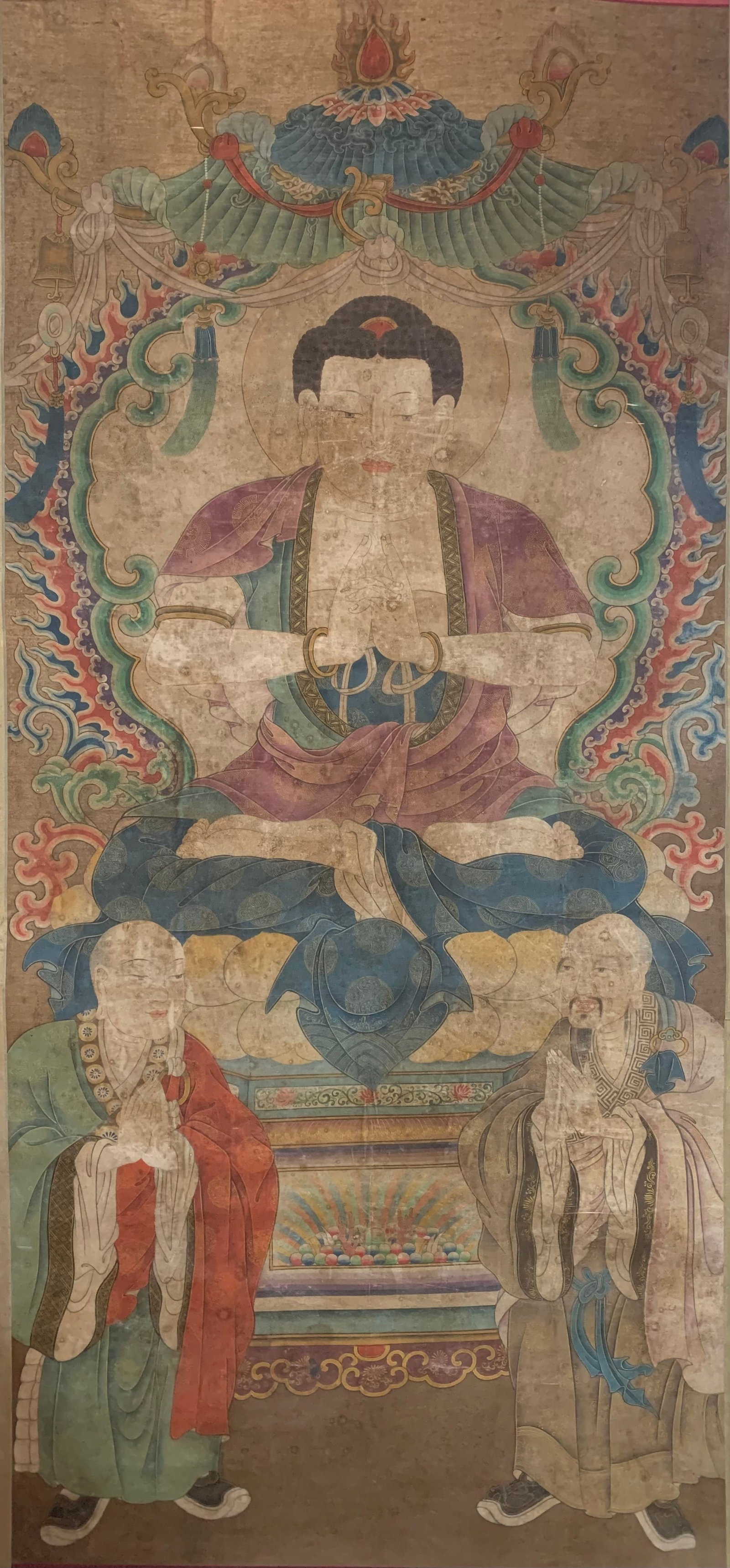 A BUDDHA FIGURE PAINTING ON PAPER BY ANONYMOUS.: Buddha Figure Painting on Paper by Anonymous.