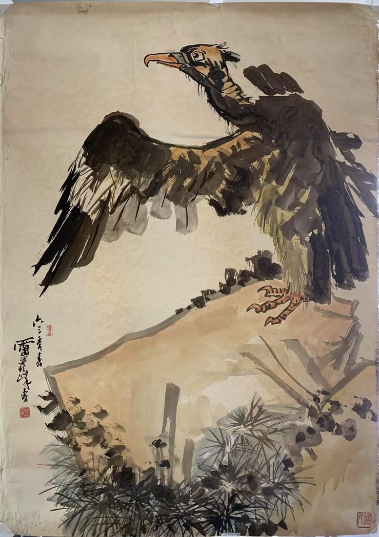 A EAGLE PAINTING ON PAPER BY PAN TIANSHOU.潘天壽: Eagle Painting on Paper by Pan Tianshou.潘天壽