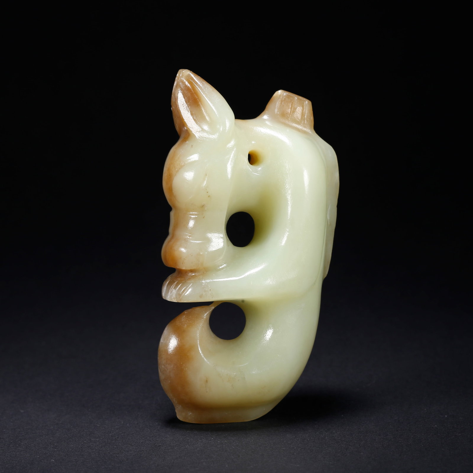 A HETIAN JADE PIG-DRAGON: Hetian Jade Pig-Dragon