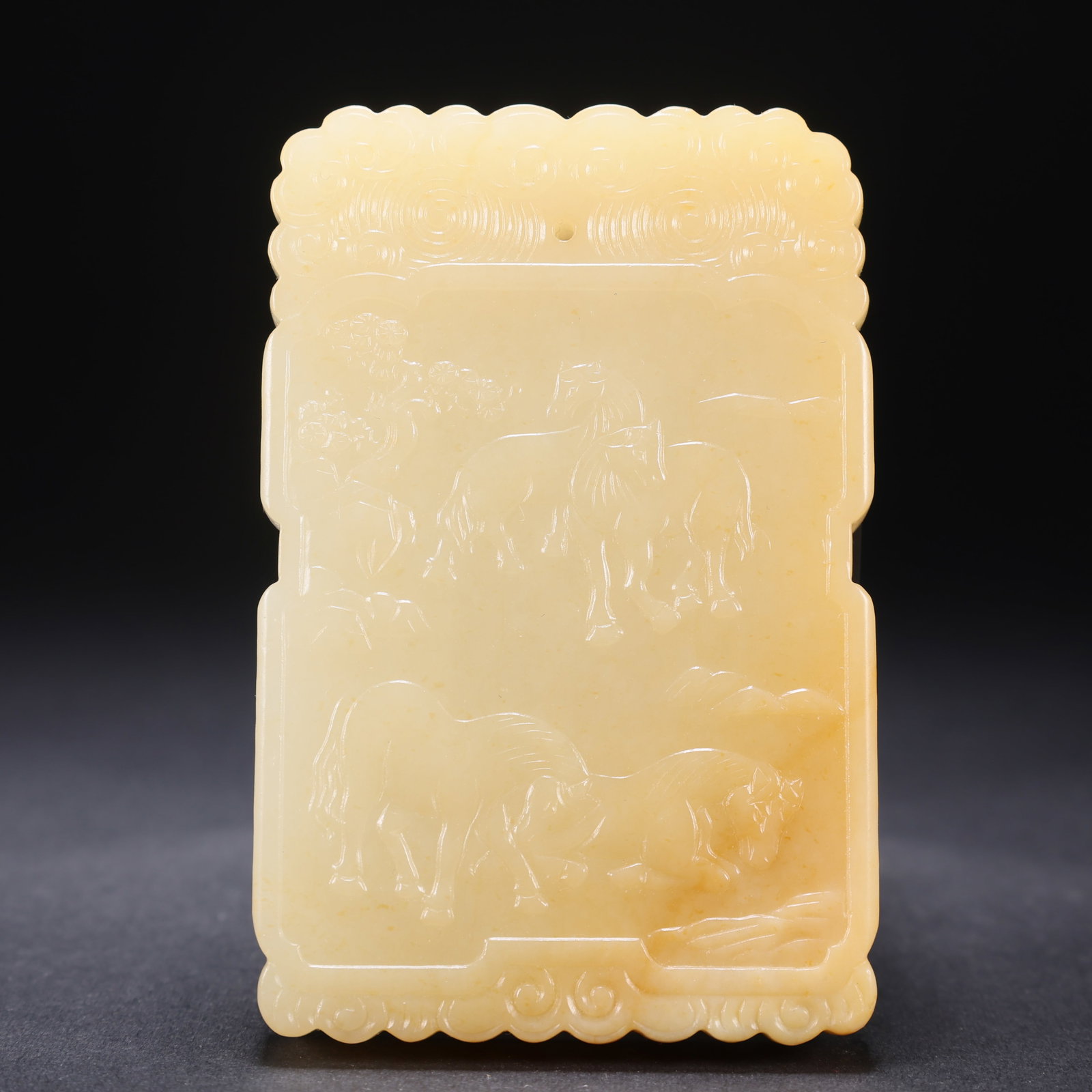 A HETIAN JADE EIGHT HORSES PLAQUE (1 of 9)