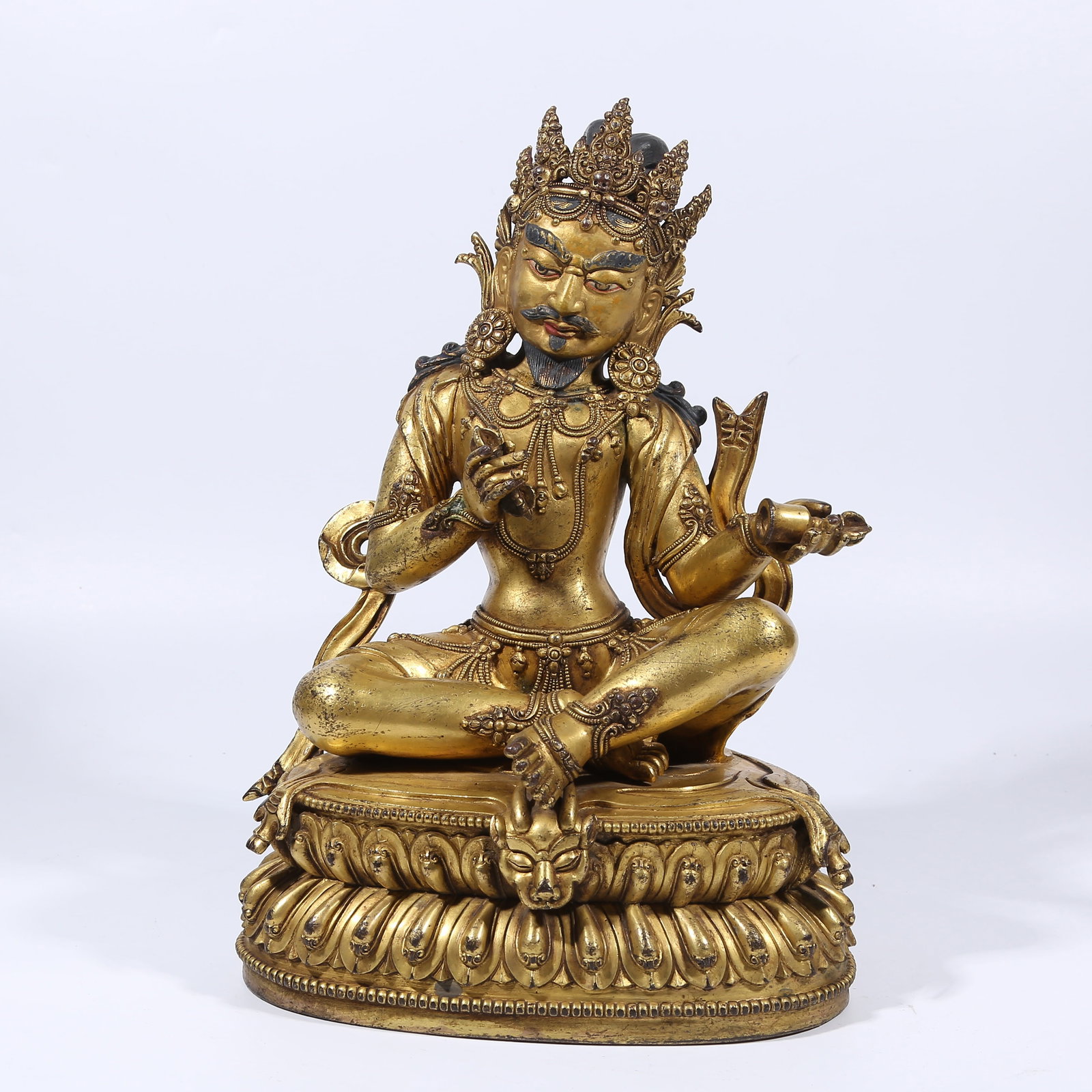A GILT BRONZE MAHASIDDHA STATUE: Gilt Bronze Mahasiddha Statue