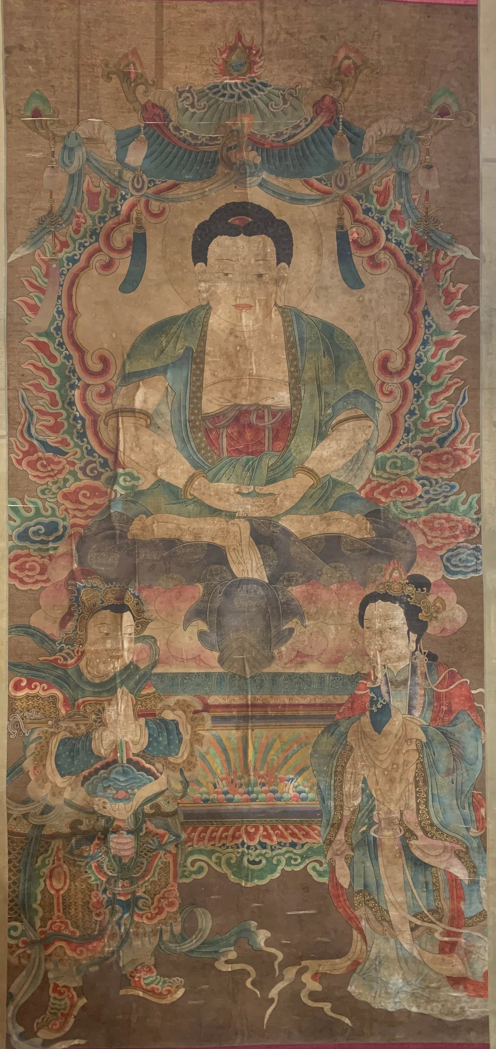 A BUDDHA FIGURE PAINTING ON PAPER BY ANONYMOUS. (1 of 8)