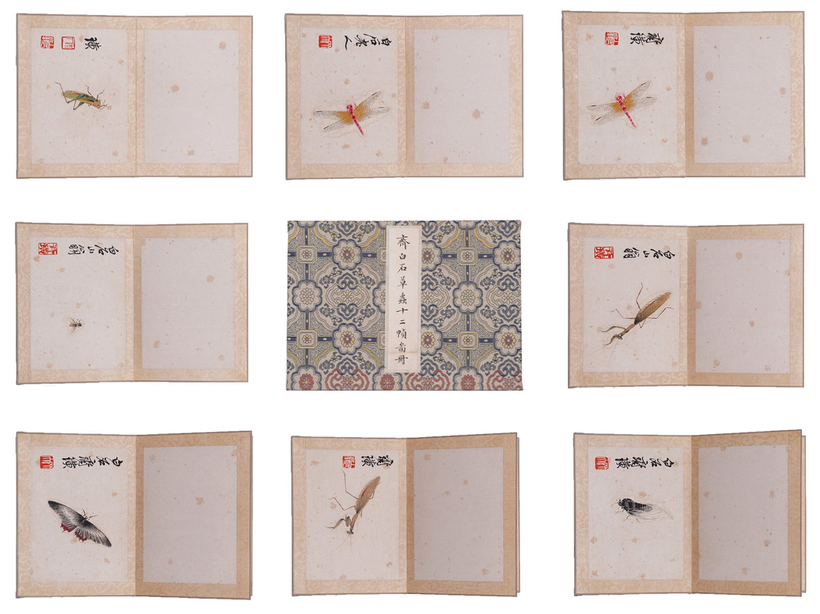 A TWELVE-PAGE ALBUM OF GRASS AND INSECT PAINTINGS ON PAPER BY QI BAISHI.齊白石 (1 of 15)