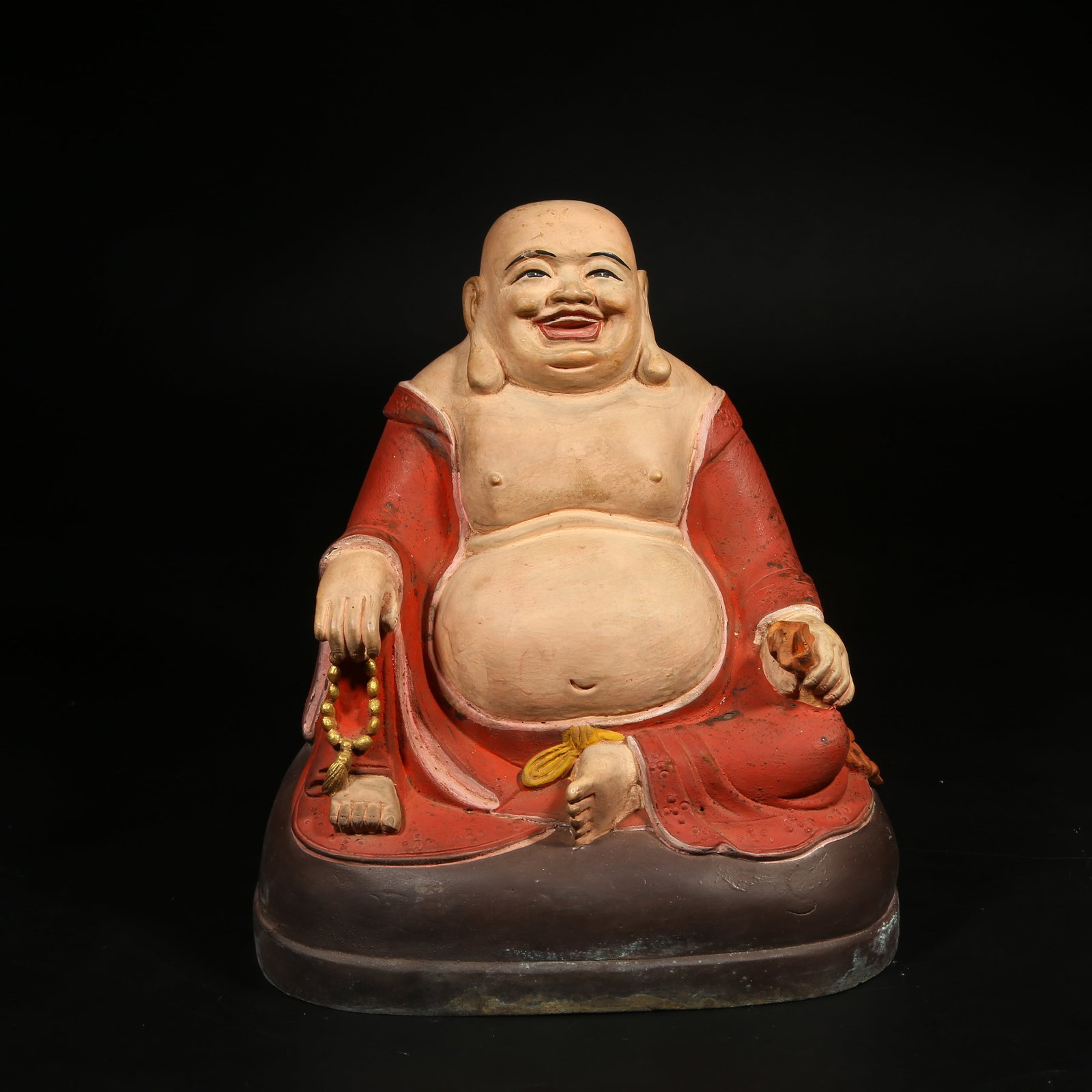 A PAINTED-BRONZE STATUE OF MAITREYA (1 of 8)