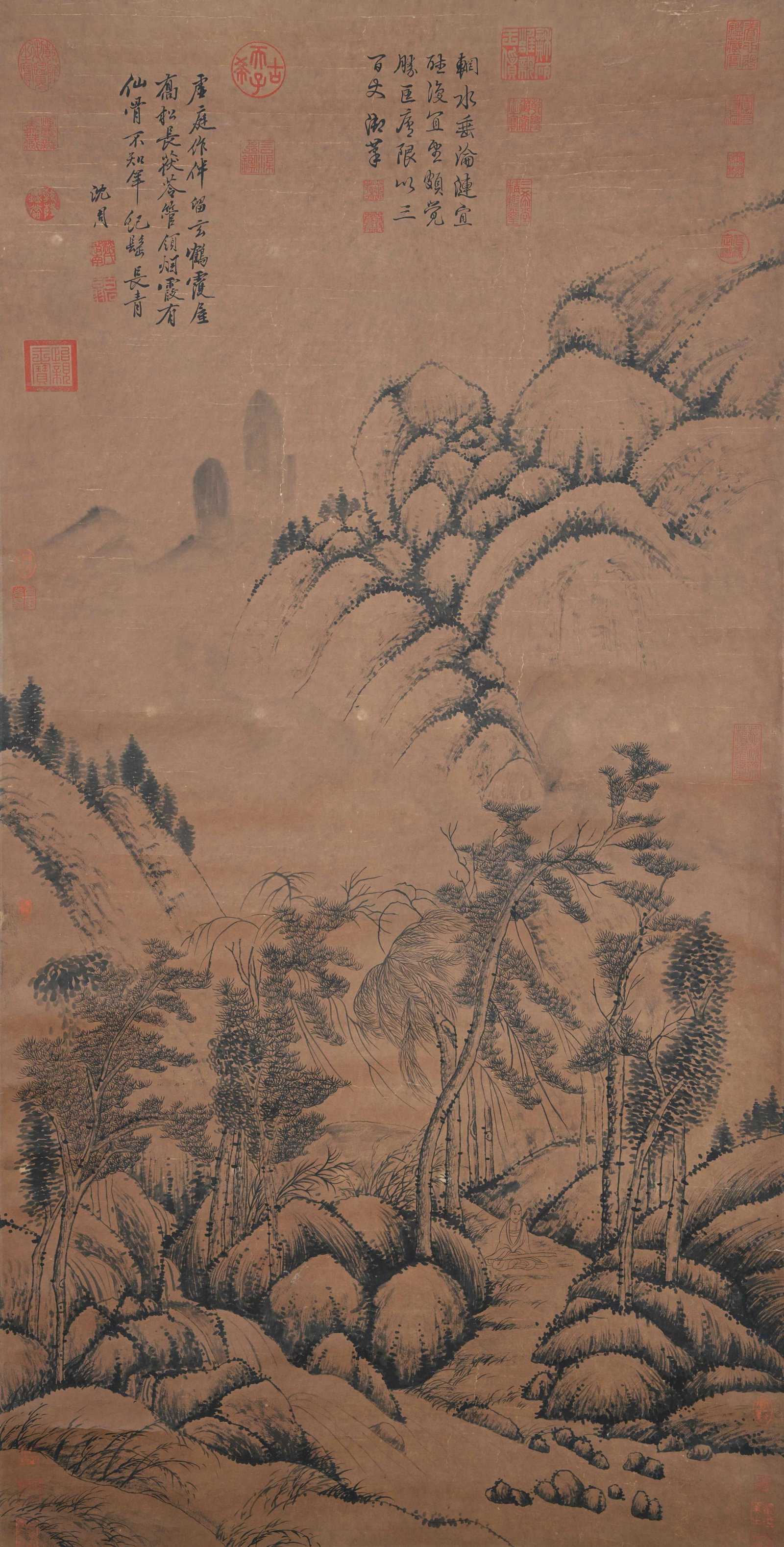 A LANDSCAPE PAINTING ON PAPER BY SHEN ZHOU.沈周 (1 of 10)