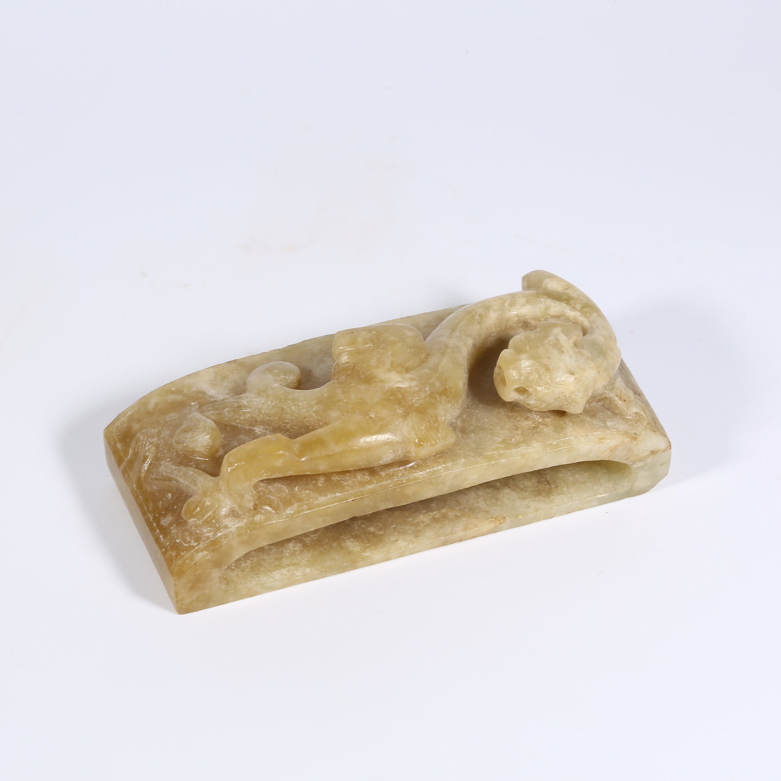 A ANCIENT JADE SWORD FITTING WITH CHI-DRAGON MOTIF: Ancient Jade Sword Fitting with Chi-Dragon Motif