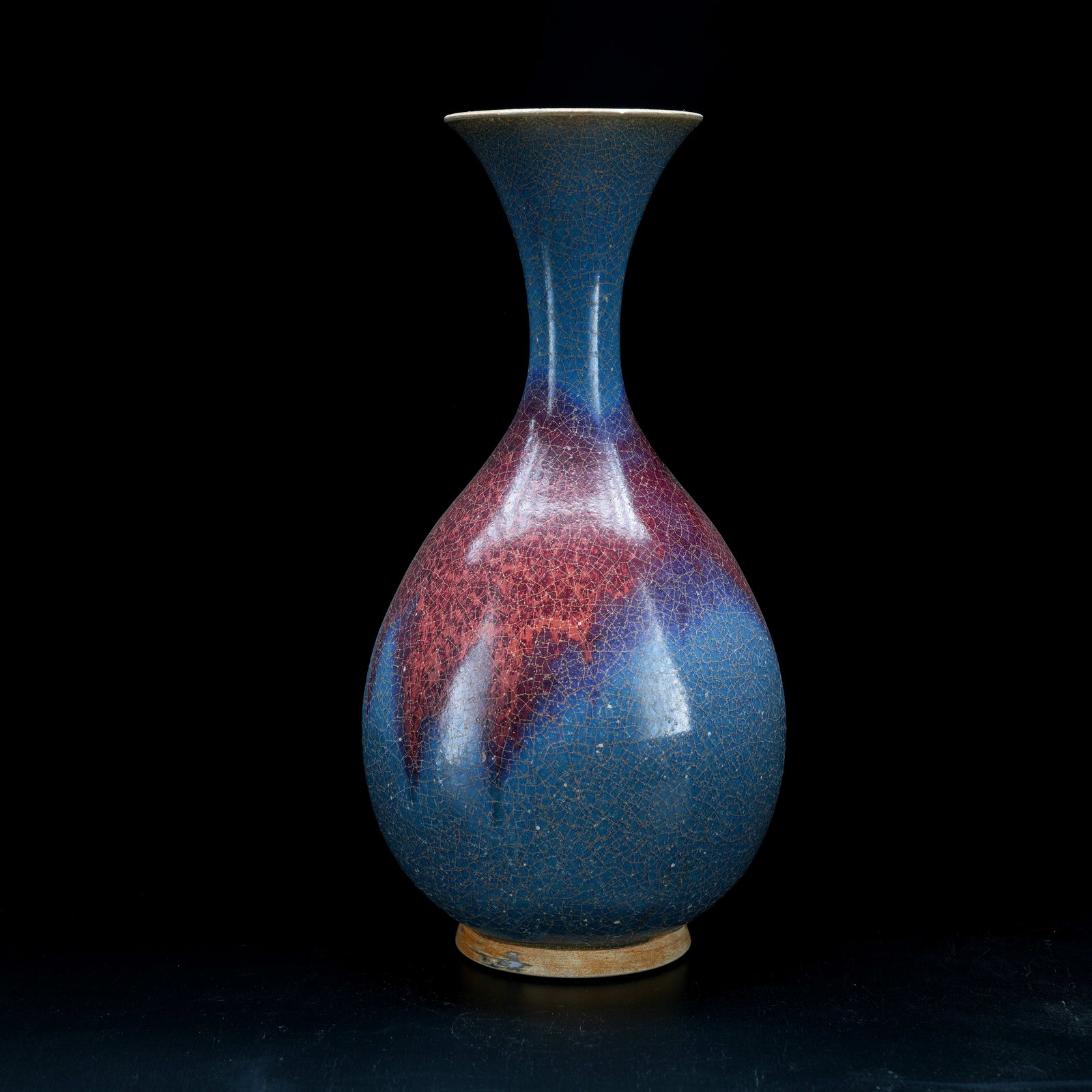A JUN KILN GLAZED BOTTLE WITH FLARED MOUTH: Jun Kiln Glazed Bottle with Flared Mouth