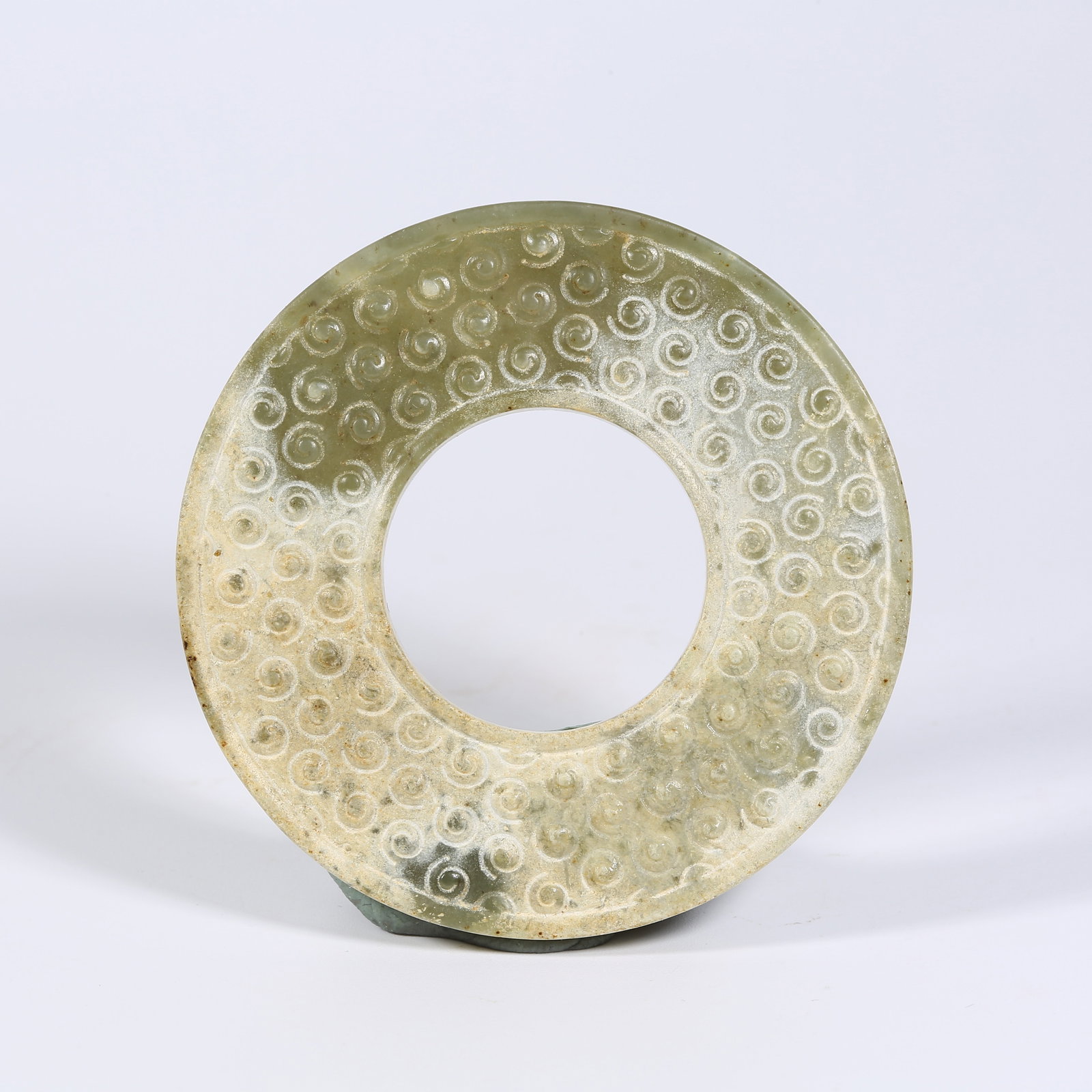 A ANCIENT JADE SMALL BI DISK WITH GRAIN PATTERN (1 of 7)