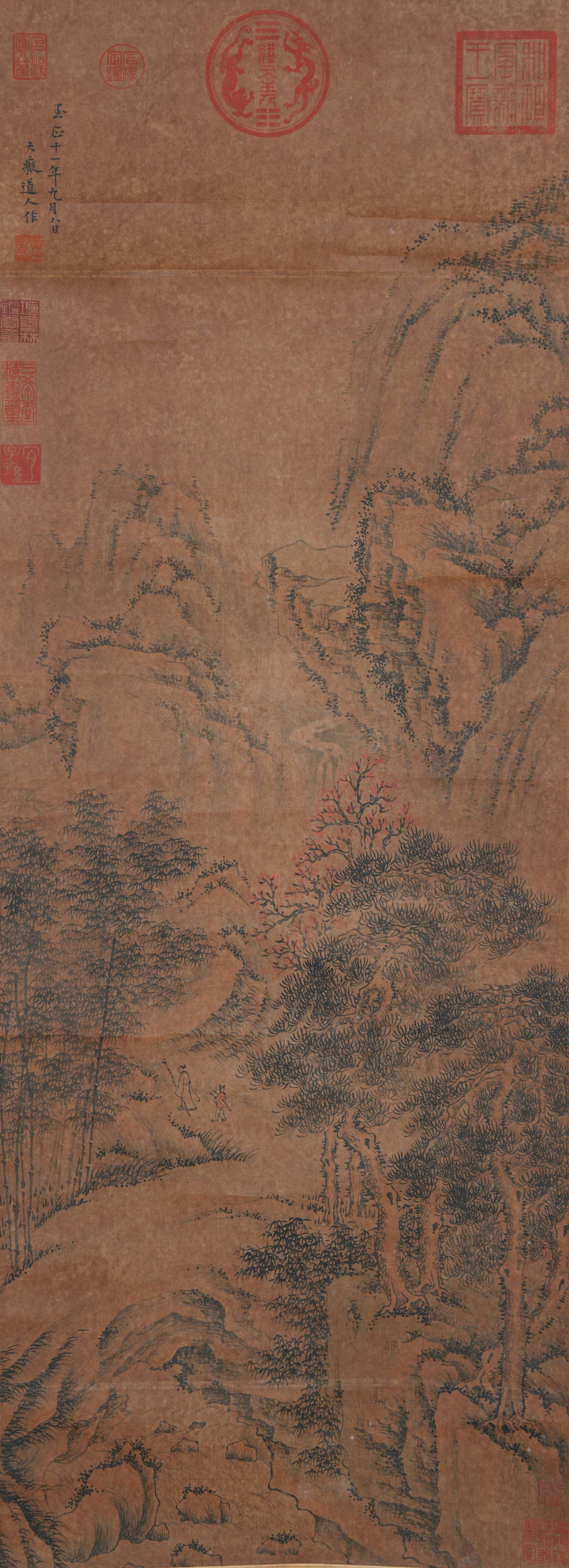 A LANDSCAPE PAINTING ON PAPER BY HUANG GONGWANG.黃公望: Landscape Painting on Paper by Huang Gongwang.黃公望
