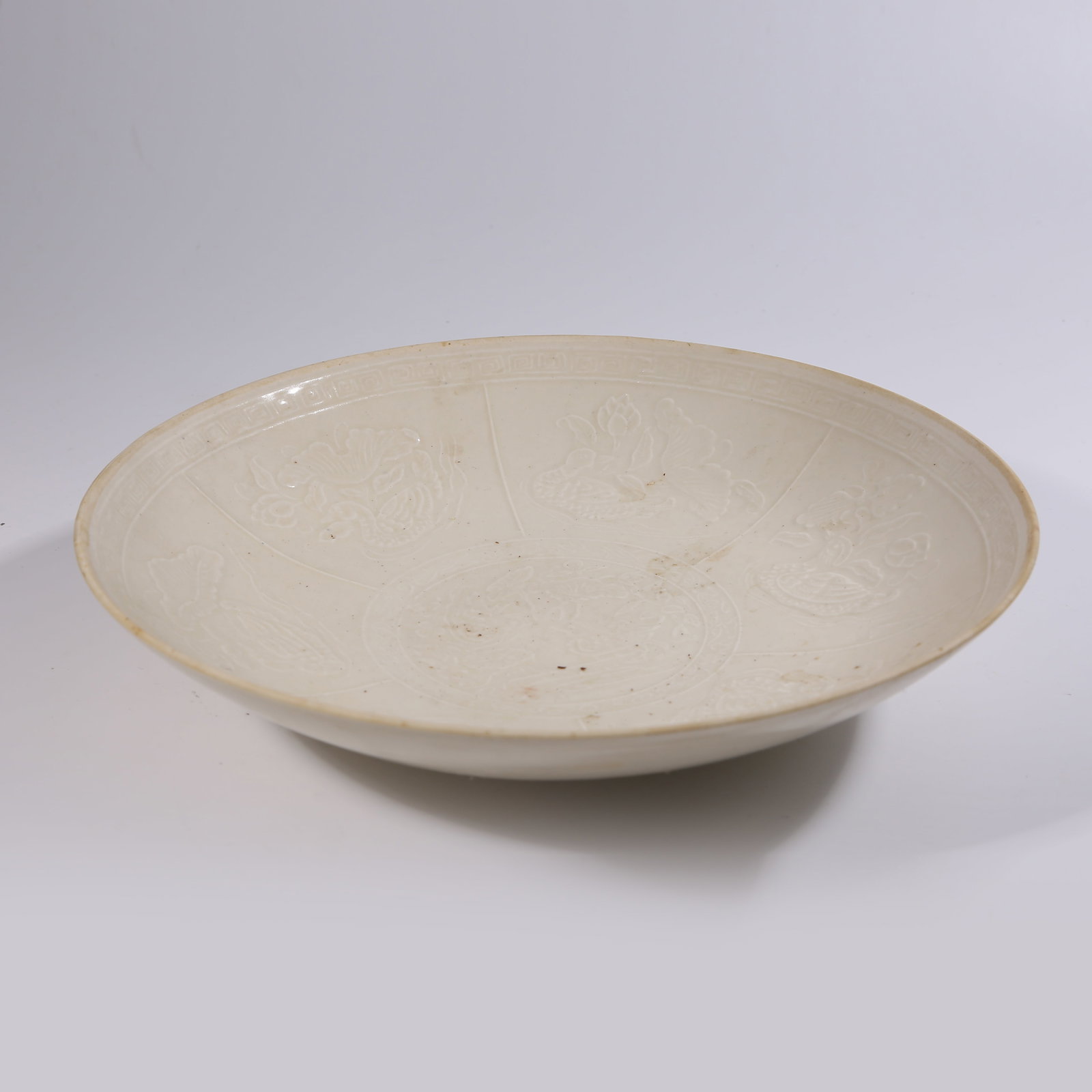 A DING WARE PLATE WITH INCISED LOTUS POND AND MANDARIN DUCK PATTERN (1 of 9)