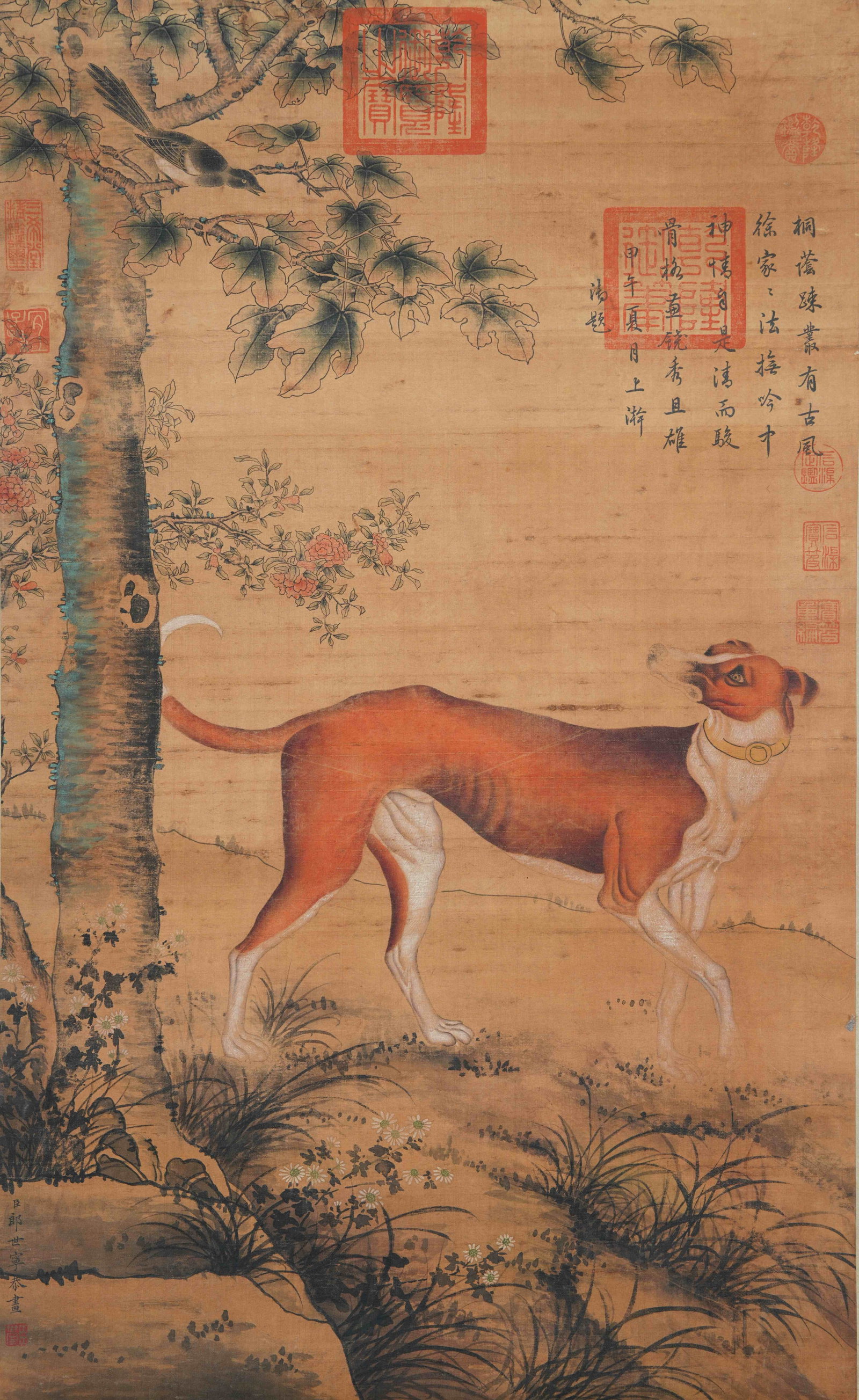 A DOG PAINTING ON SILK BY GIUSEPPE CASTIGLIONE.郎世寧 (1 of 9)
