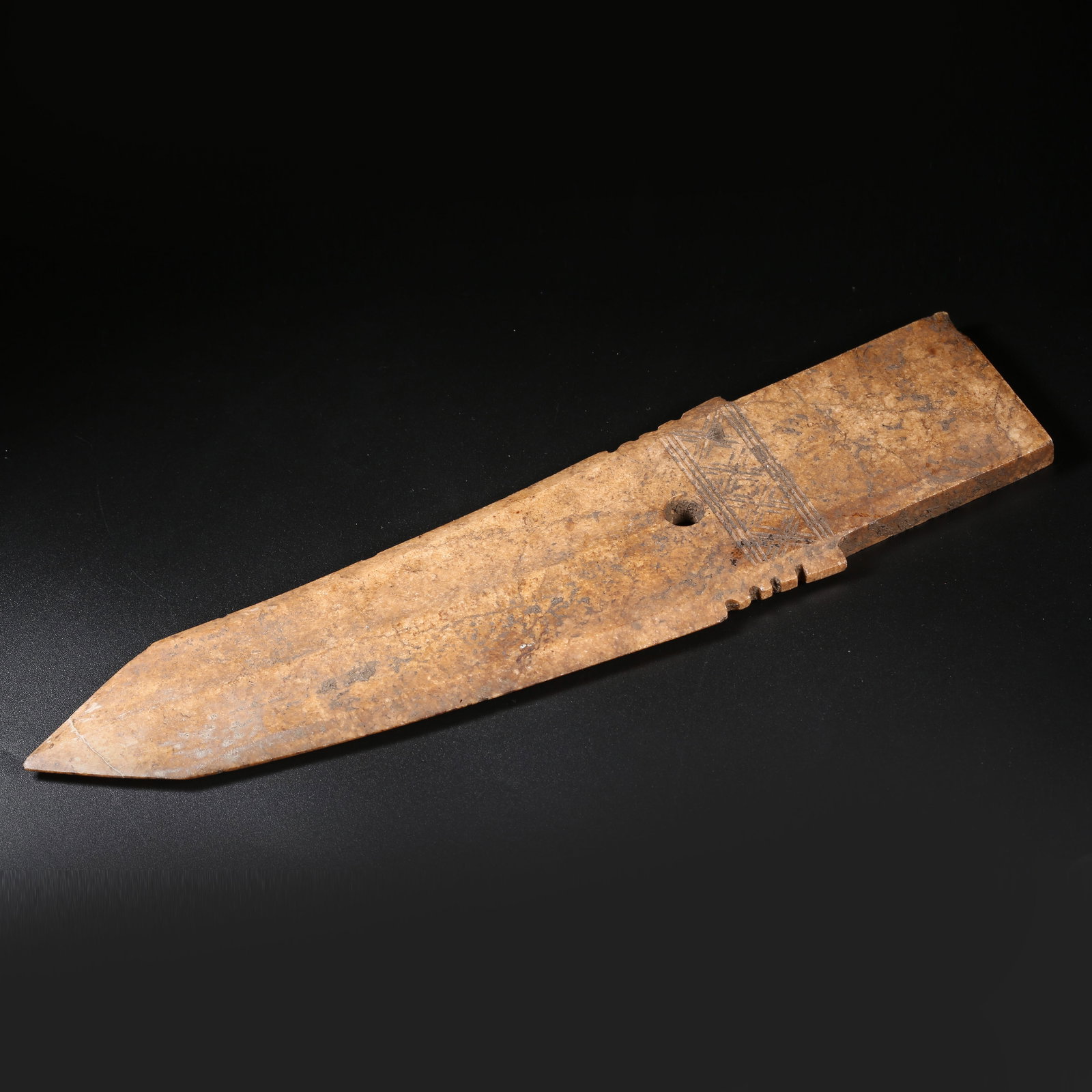 A HIGH-ANTIQUITY JADE DAGGER-AXE (GE) (1 of 9)