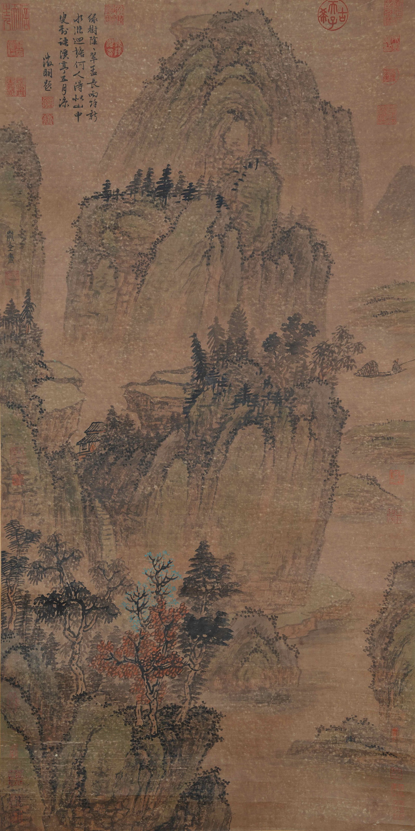 A LANDSCAPE PAINTING ON PAPER BY GUAN LIANG.關仝: Landscape Painting on Paper by Guan Liang.關仝