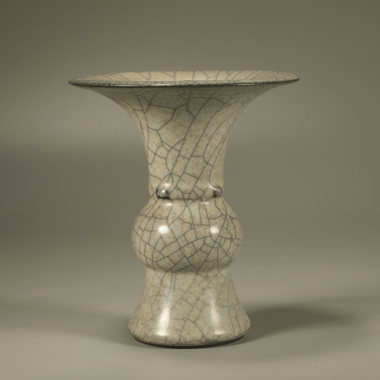 A GE KILN CRACKLED GU VASE: Ge Kiln Crackled Gu Vase