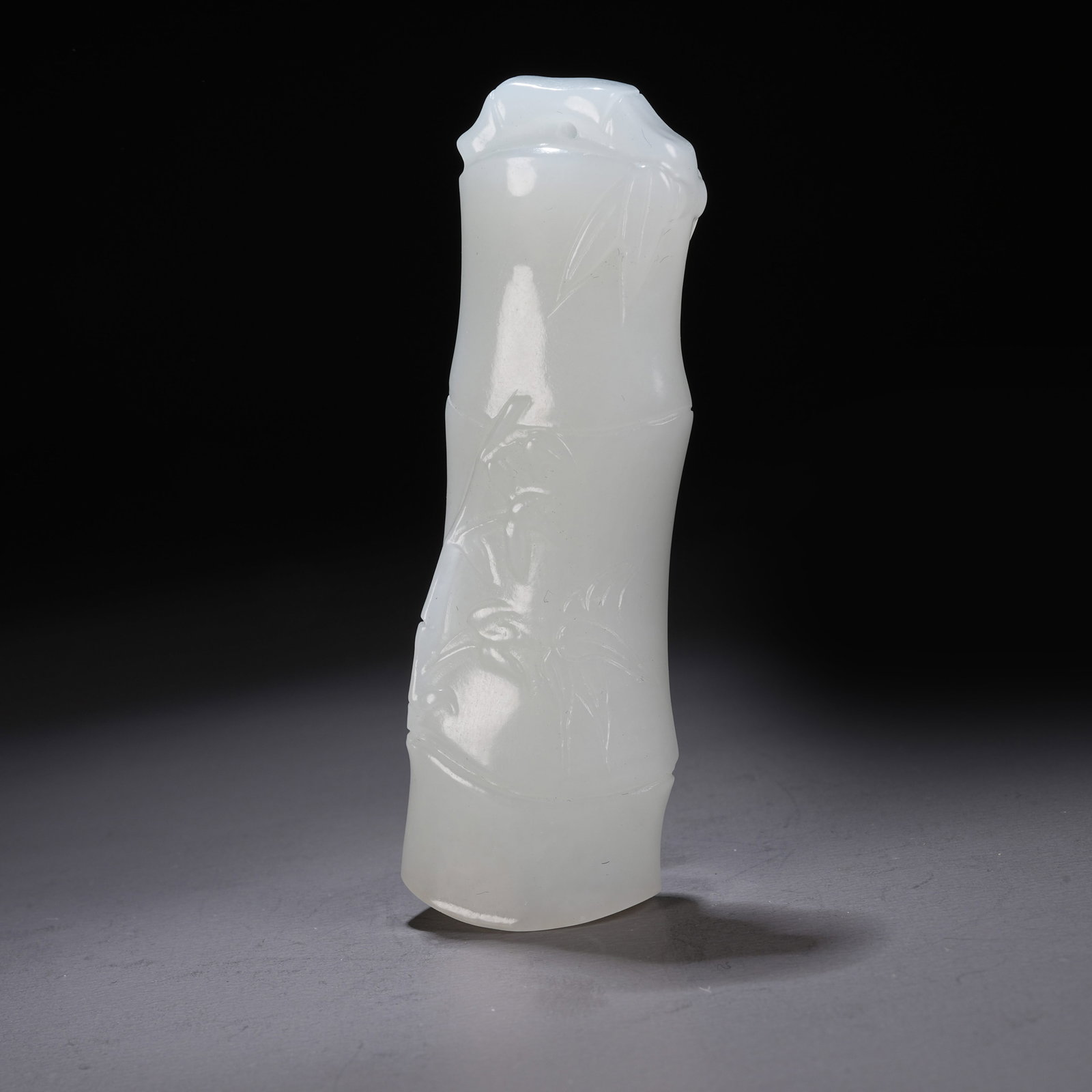 A HETIAN WHITE JADE BAMBOO-FORM PENDANT: Hetian White Jade Bamboo-Form Pendant