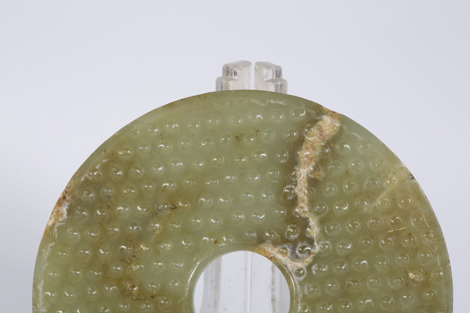 A ANCIENT JADE BI DISK WITH GRAIN PATTERN - 2