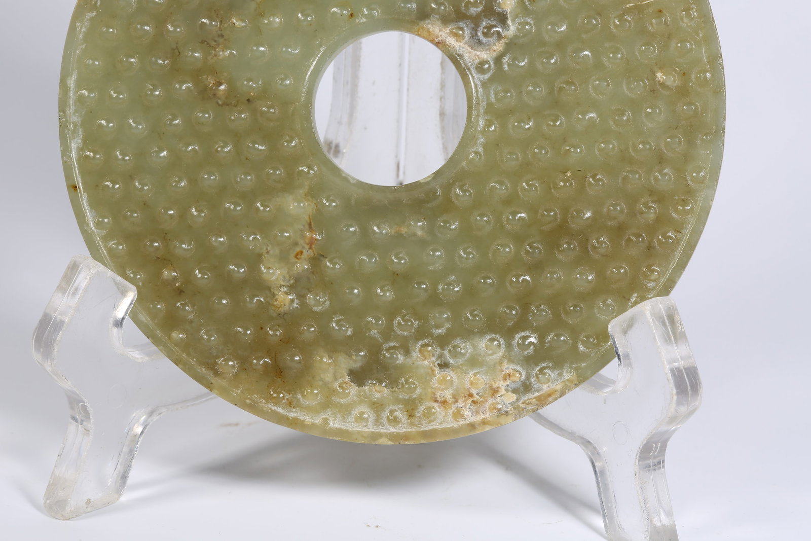 A ANCIENT JADE BI DISK WITH GRAIN PATTERN - 3