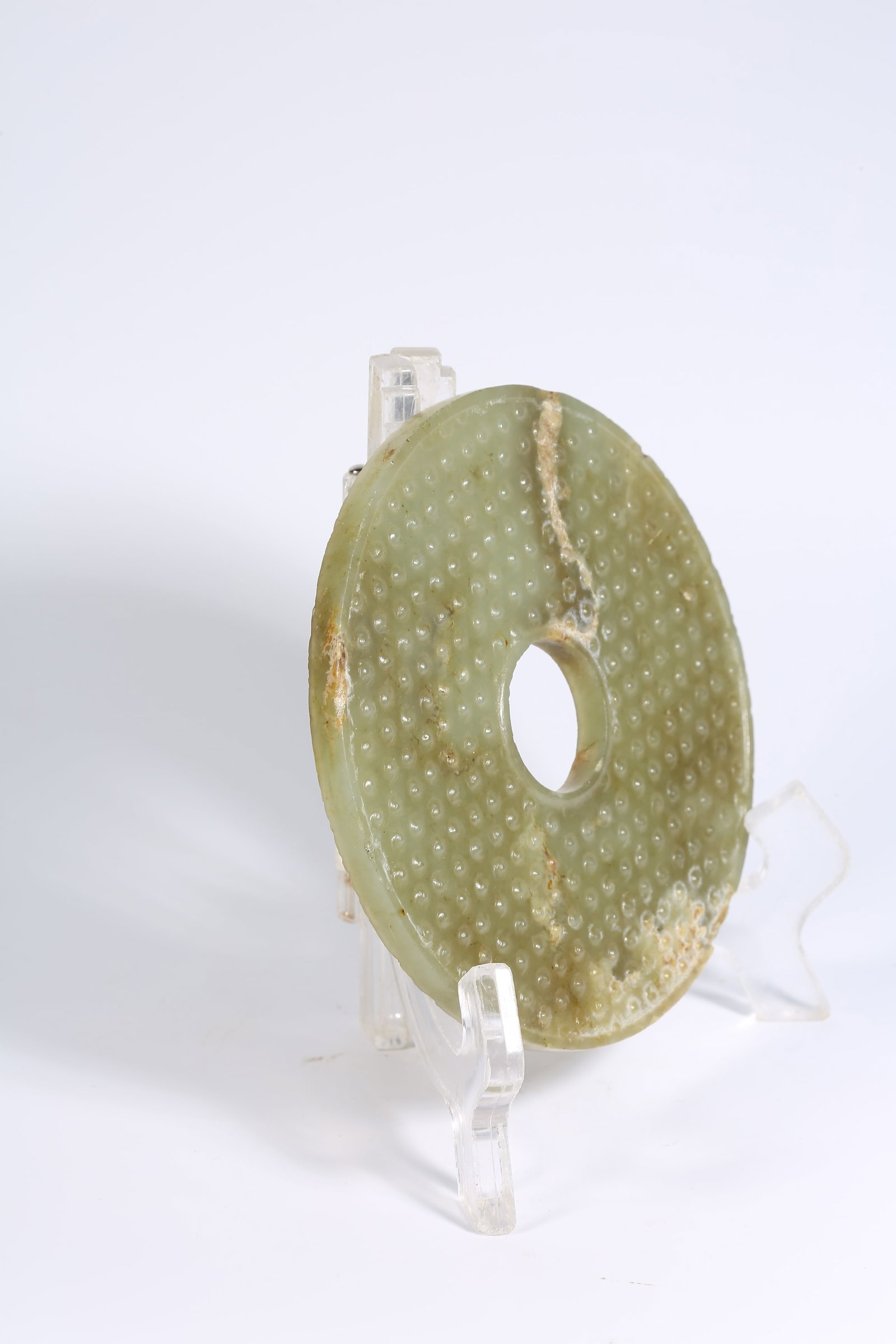A ANCIENT JADE BI DISK WITH GRAIN PATTERN - 5