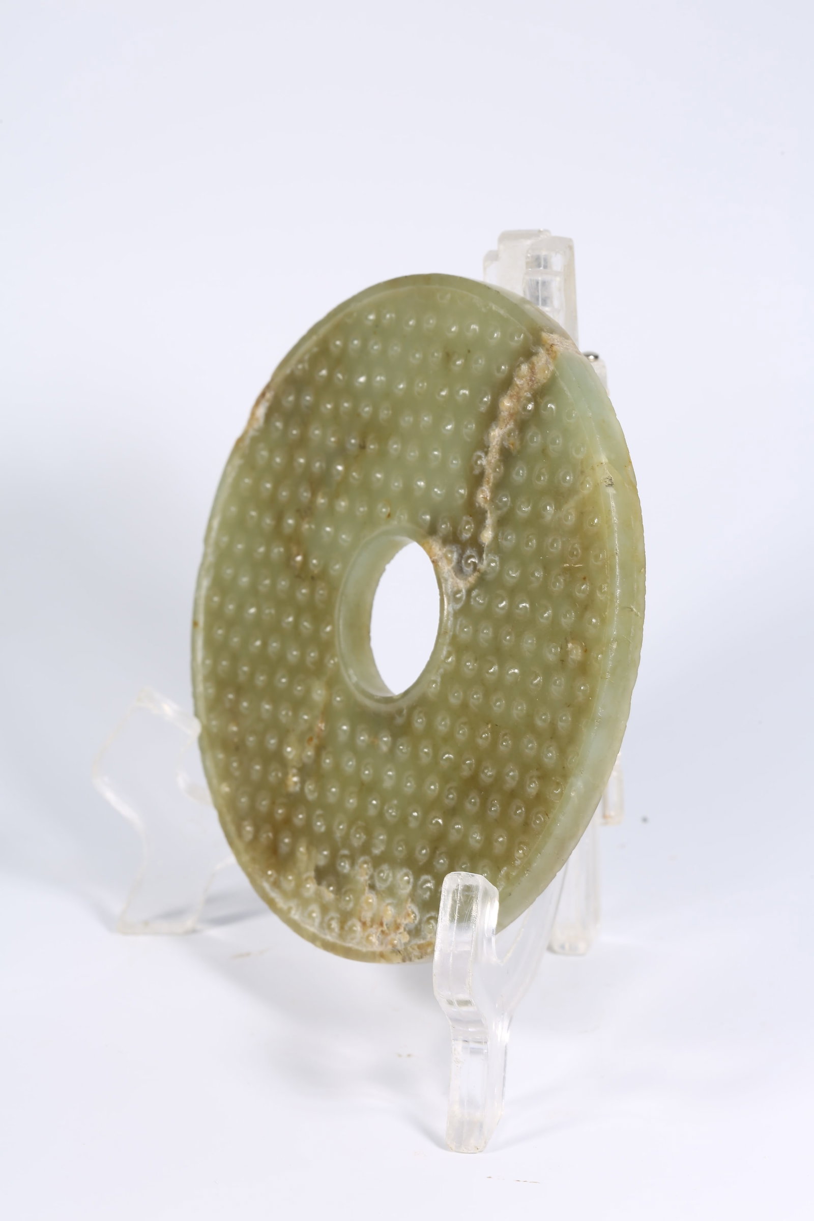 A ANCIENT JADE BI DISK WITH GRAIN PATTERN - 6