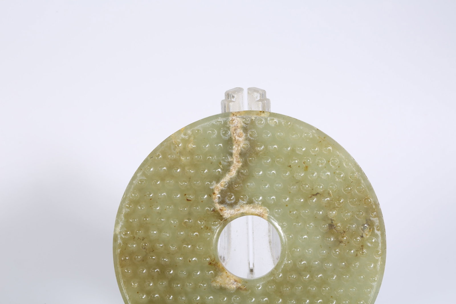 A ANCIENT JADE BI DISK WITH GRAIN PATTERN - 7