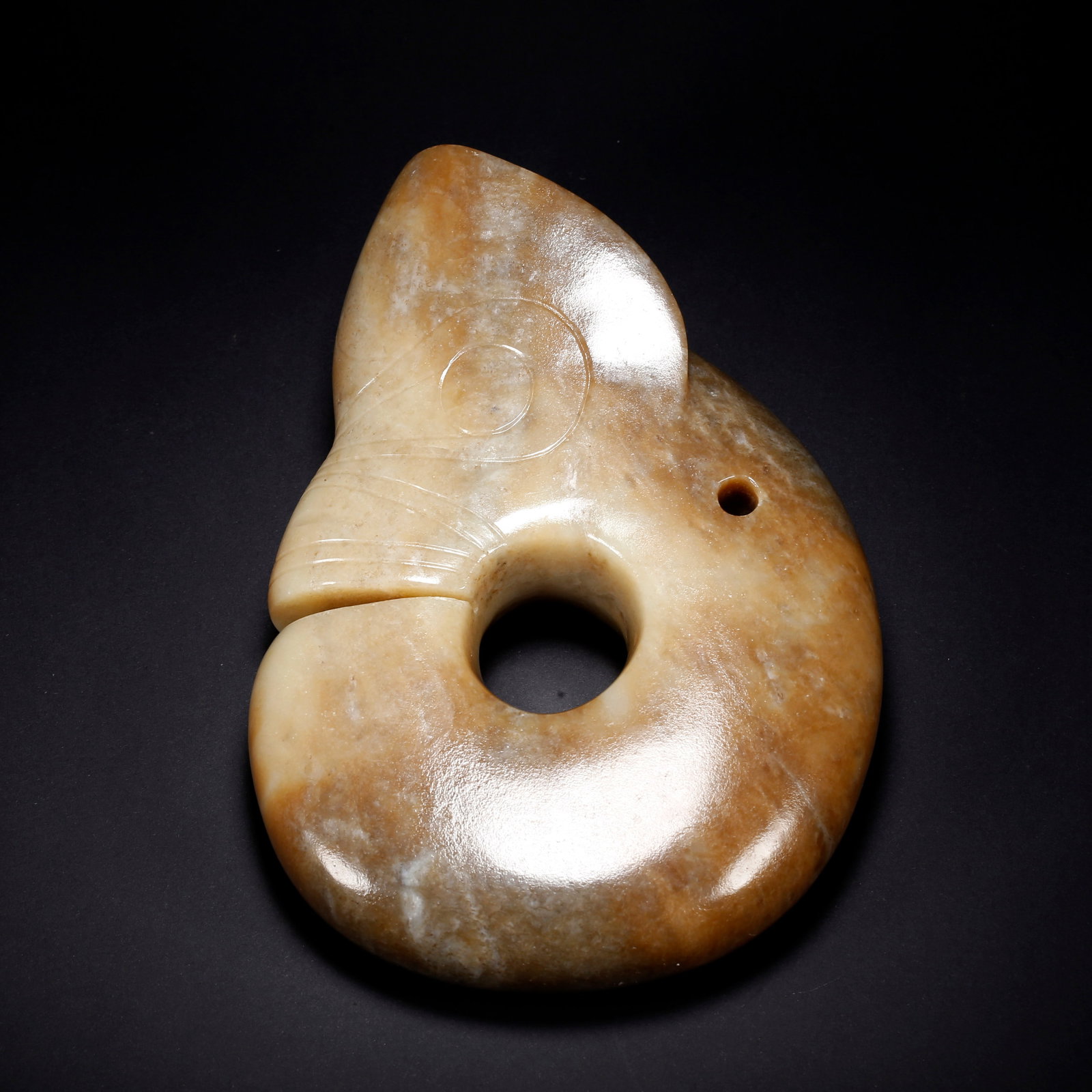 A HETIAN JADE PIG-DRAGON: Hetian Jade Pig-Dragon