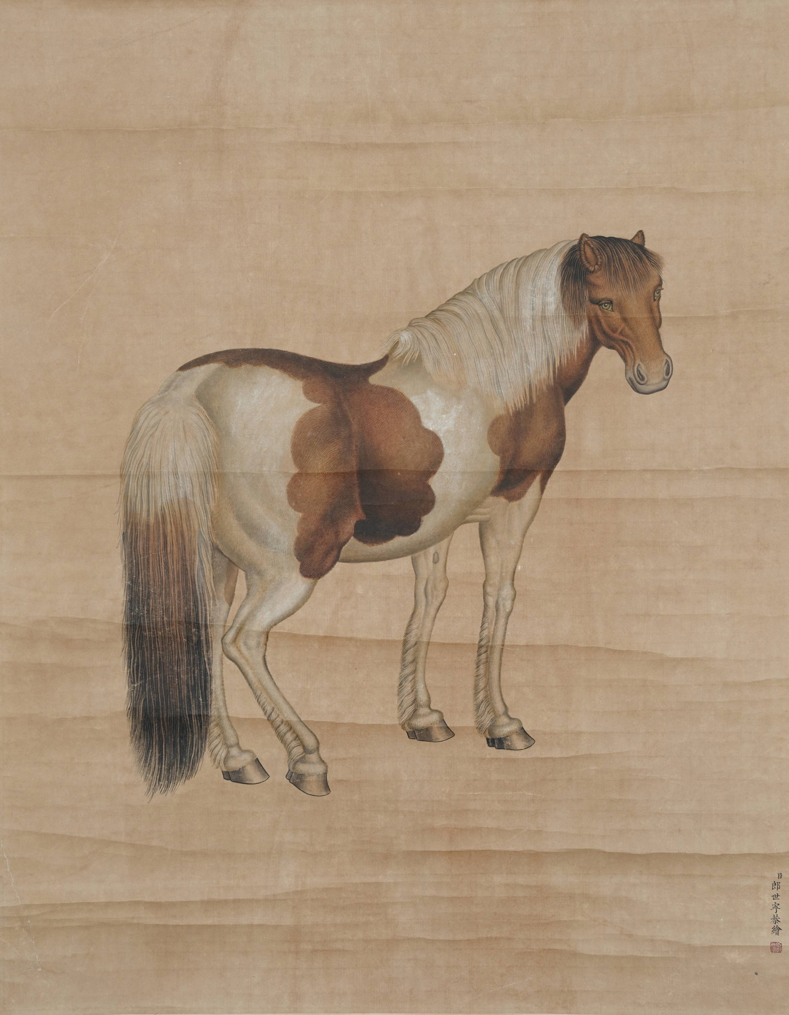 A STEED PAINTING ON PAPER BY GIUSEPPE CASTIGLIONE.郎世寧 (1 of 8)