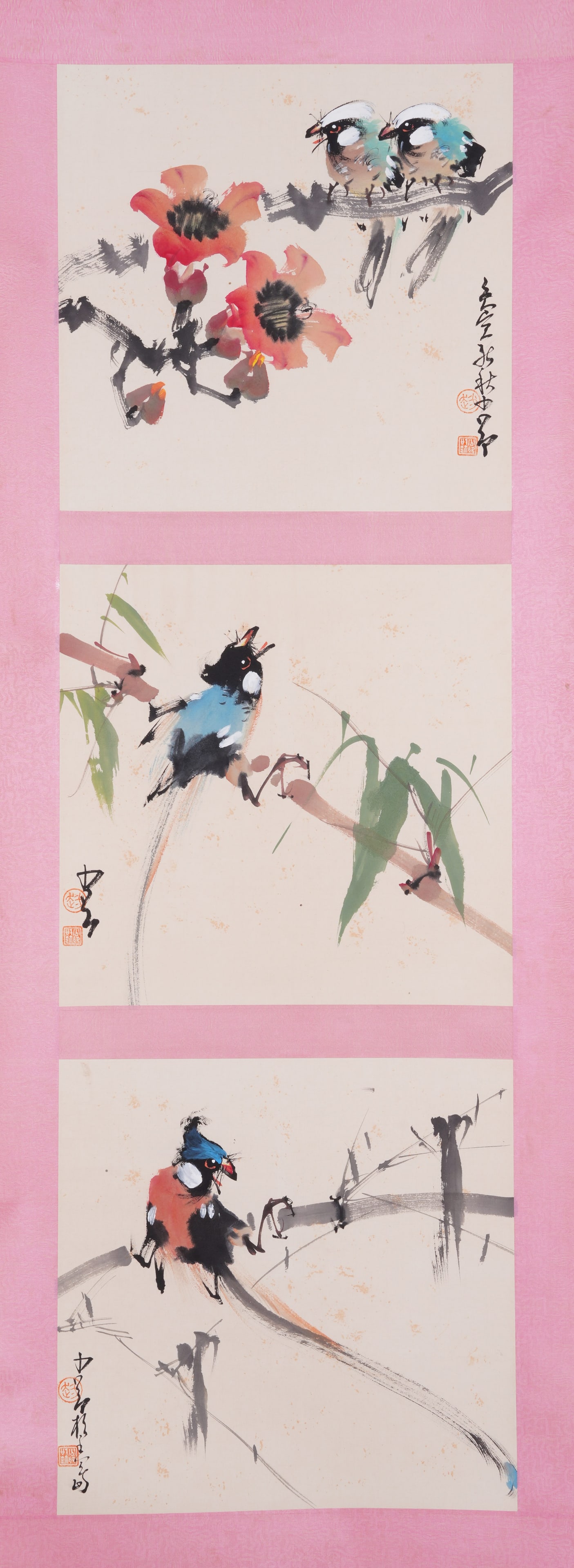 A FLOWER AND BIRD PAINTING ON PAPER BY ZHAO SHAO'ANG.趙少昂: Flower and Bird Painting on Paper by Zhao Shao'ang.趙少昂