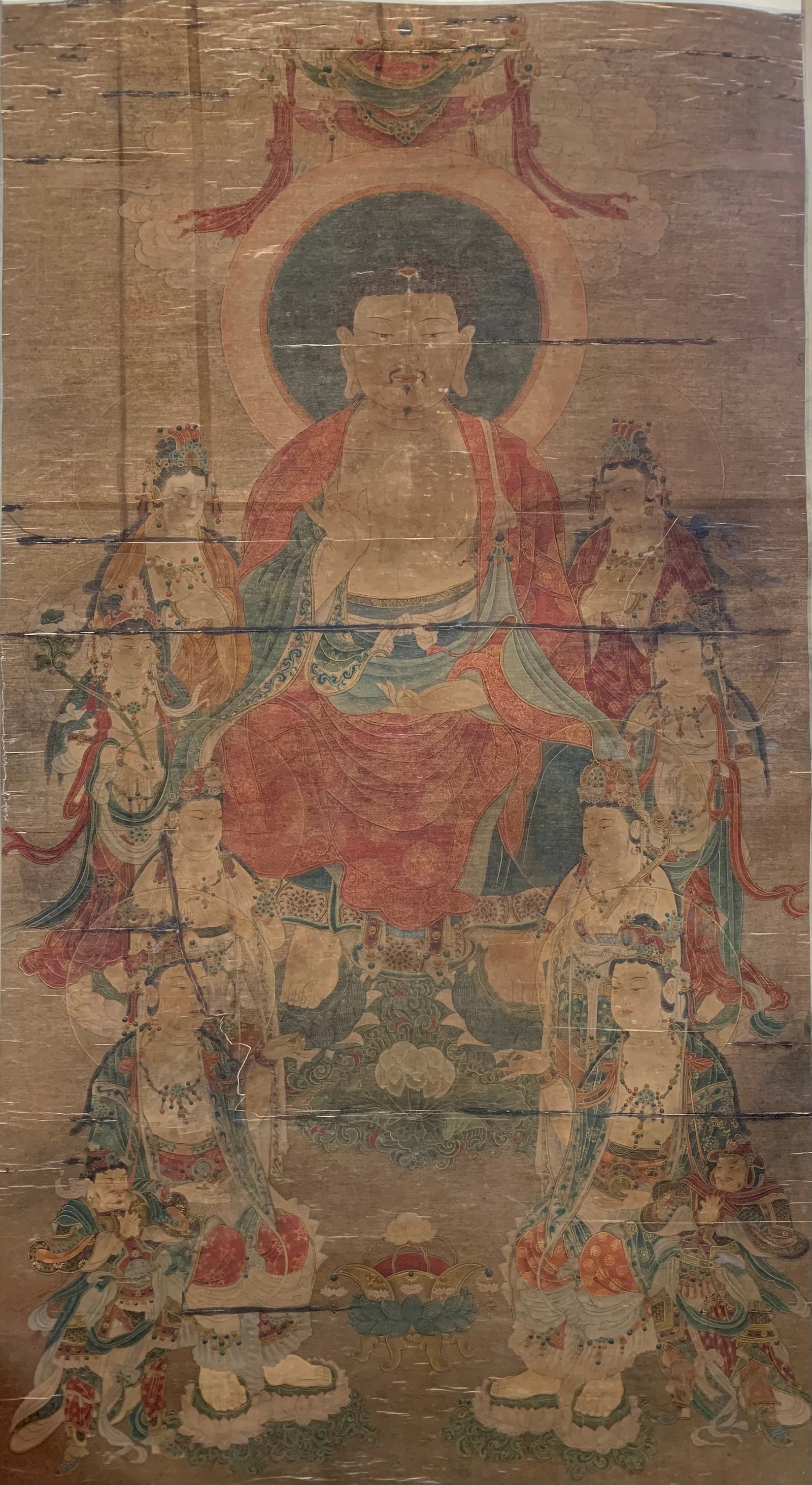 A BUDDHA FIGURE PAINTING ON PAPER BY ANONYMOUS. (1 of 8)