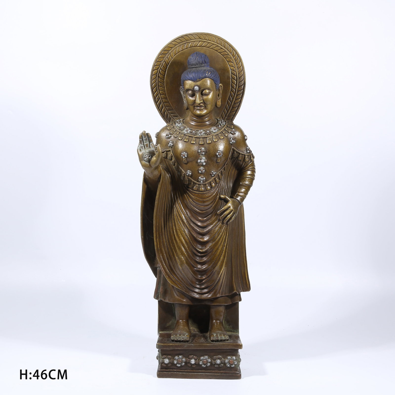 A ALLOY BRONZE SHAKYAMUNI BUDDHA IN GANDHARA STYLE: Alloy Bronze Shakyamuni Buddha in Gandhara Style