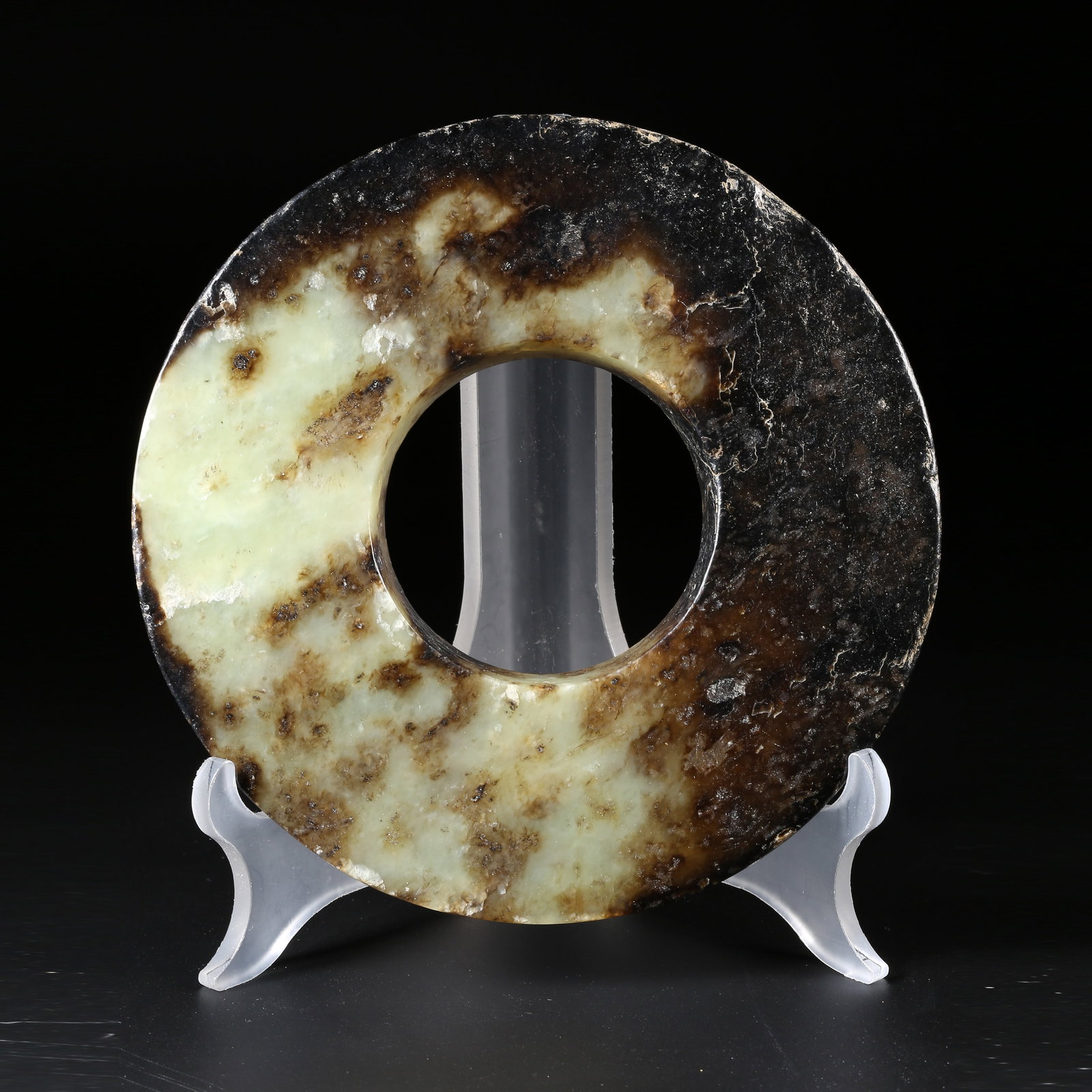 A HIGH-ANTIQUITY JADE BI DISC: High-Antiquity Jade Bi Disc