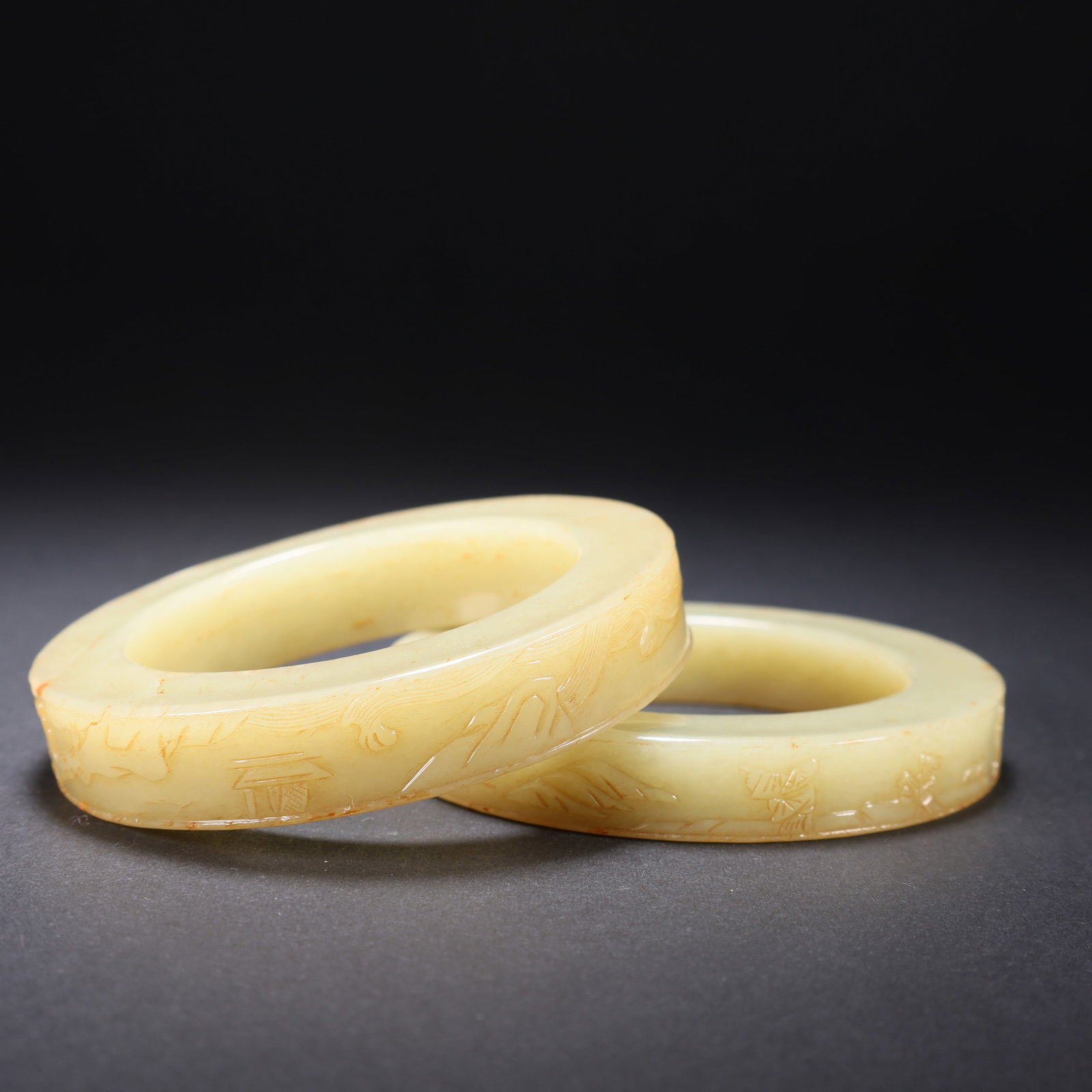 A TIANHUANG JADE PAIR OF BRACELETS (1 of 9)