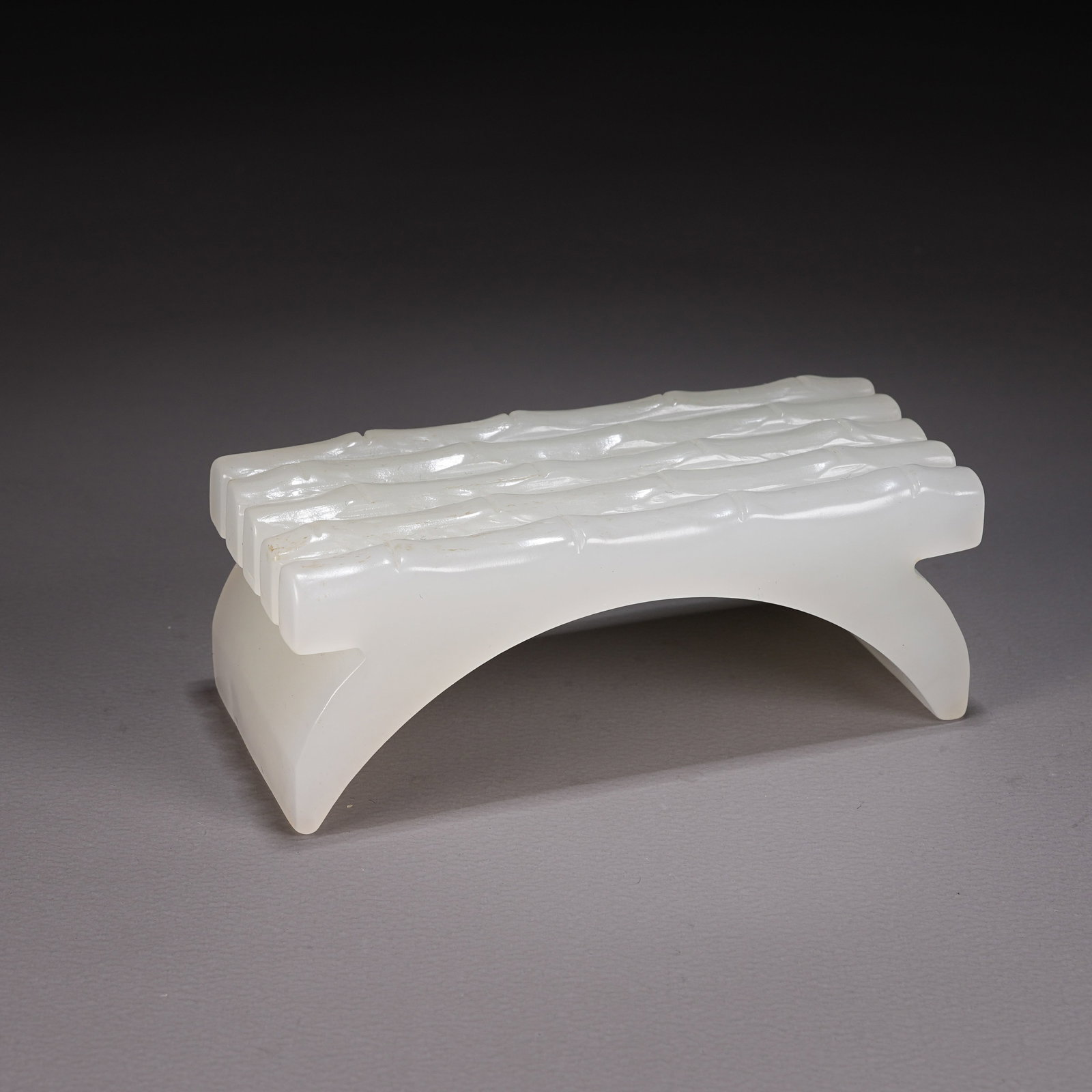 A HETIAN WHITE JADE BRUSH REST WITH BAMBOO-JOINT MOTIF (1 of 9)
