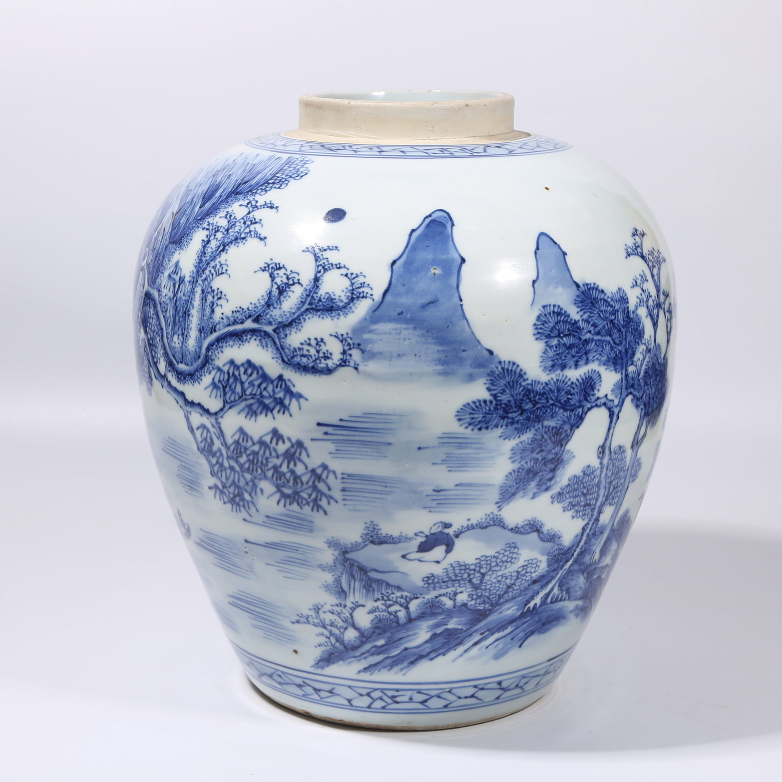 A BLUE-AND-WHITE LANDSCAPE AND FIGURES JAR (1 of 10)