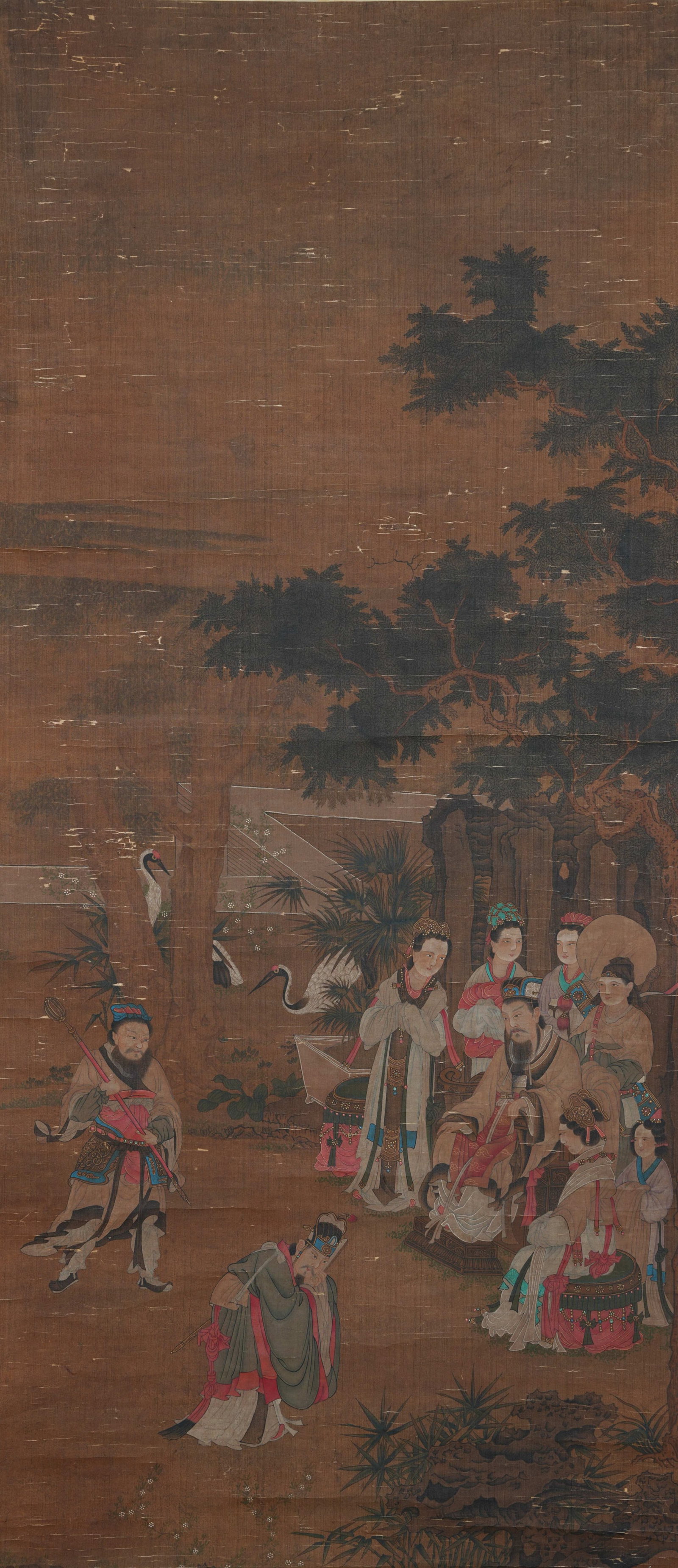 A FIGURE PAINTING ON SILK BY ANONYMOUS. (1 of 9)
