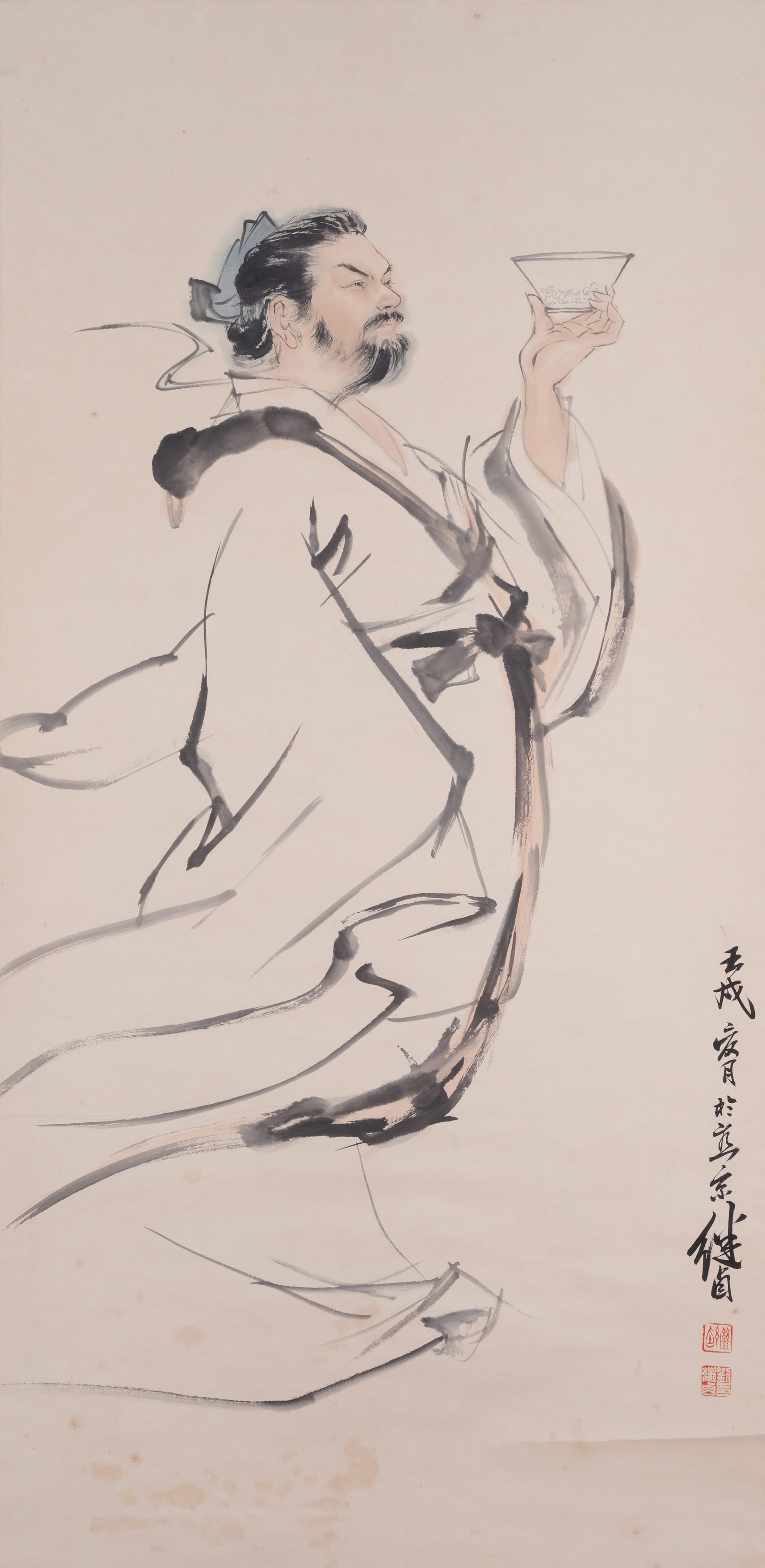 A FIGURE PAINTING ON PAPER BY LIU JIYOU.劉繼卣 (1 of 8)