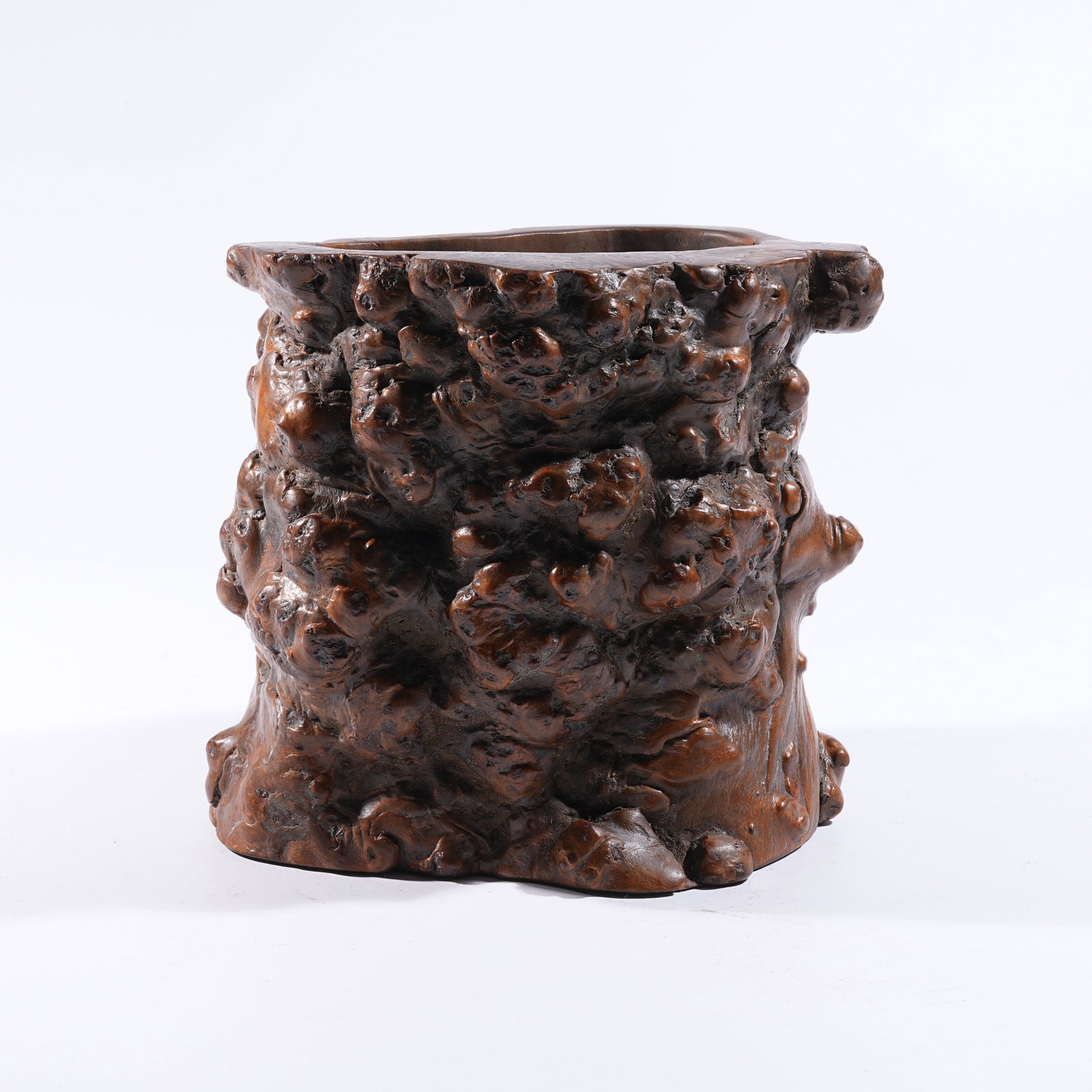 A BRUSH POT IN HUANGHUALI BURL WOOD (1 of 9)