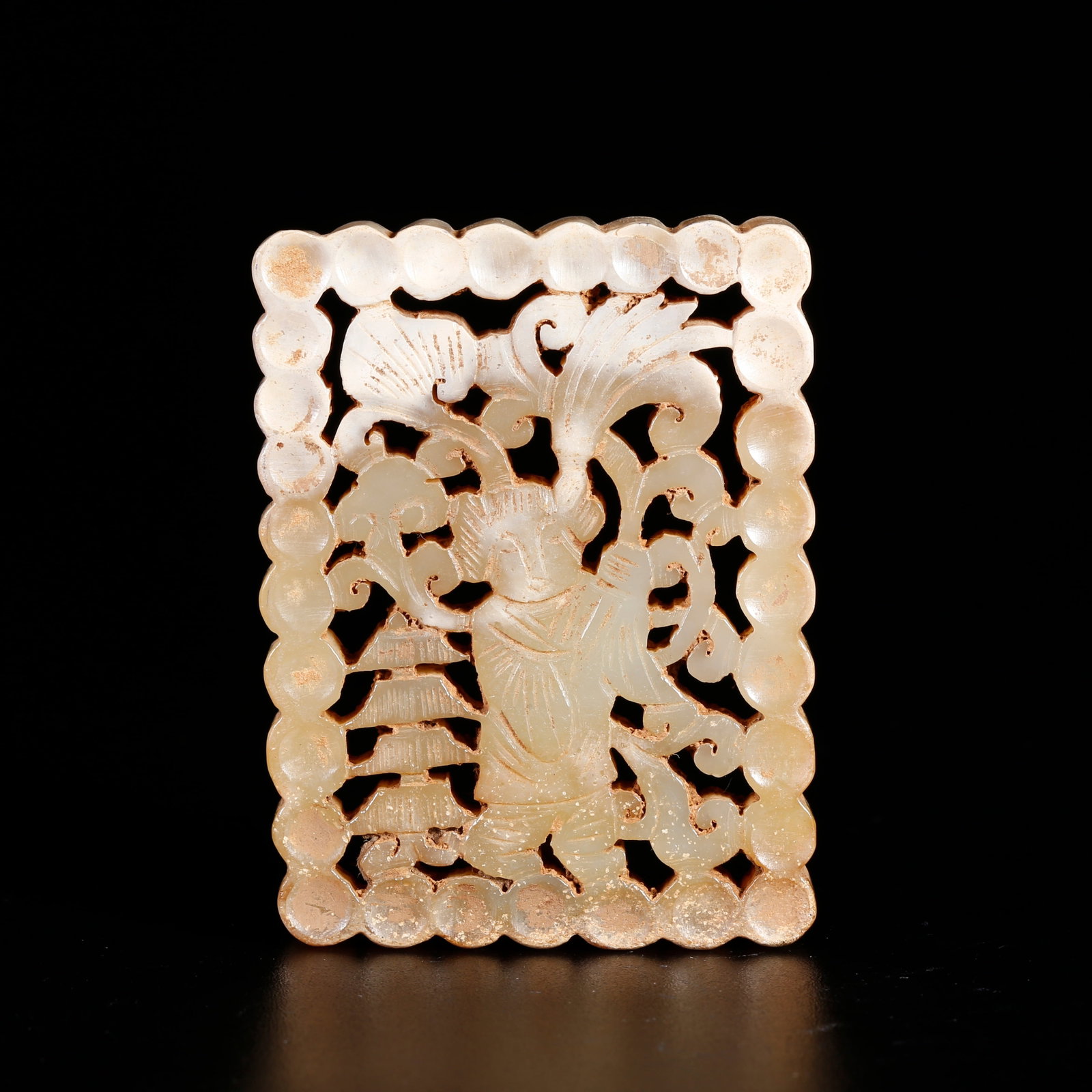 A HETIAN JADE CARVED BELT PLAQUE WITH BOY MOTIF (1 of 11)