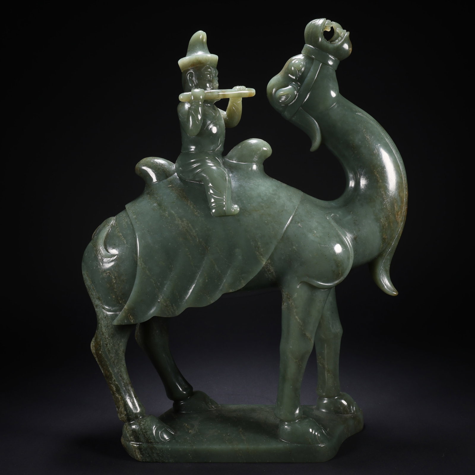 A HETIAN JADE PERSON ON CAMEL: Hetian Jade Person on Camel