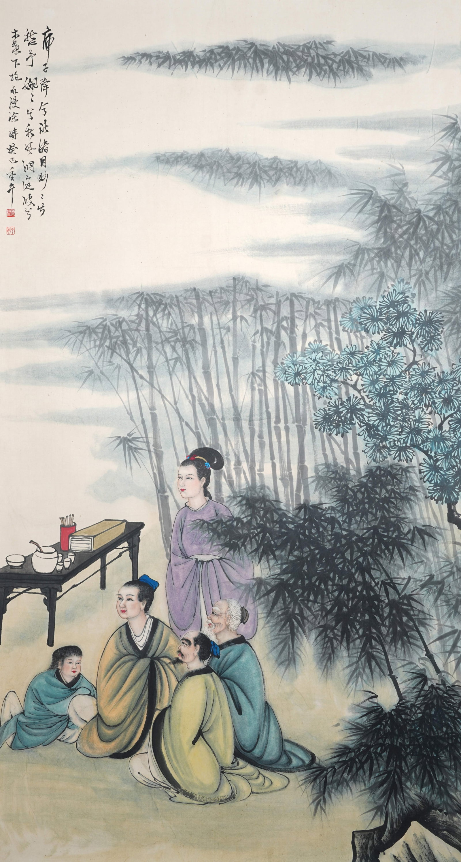 A FIGURE PAINTING ON PAPER BY FU BAOSHI.傅抱石 (1 of 8)